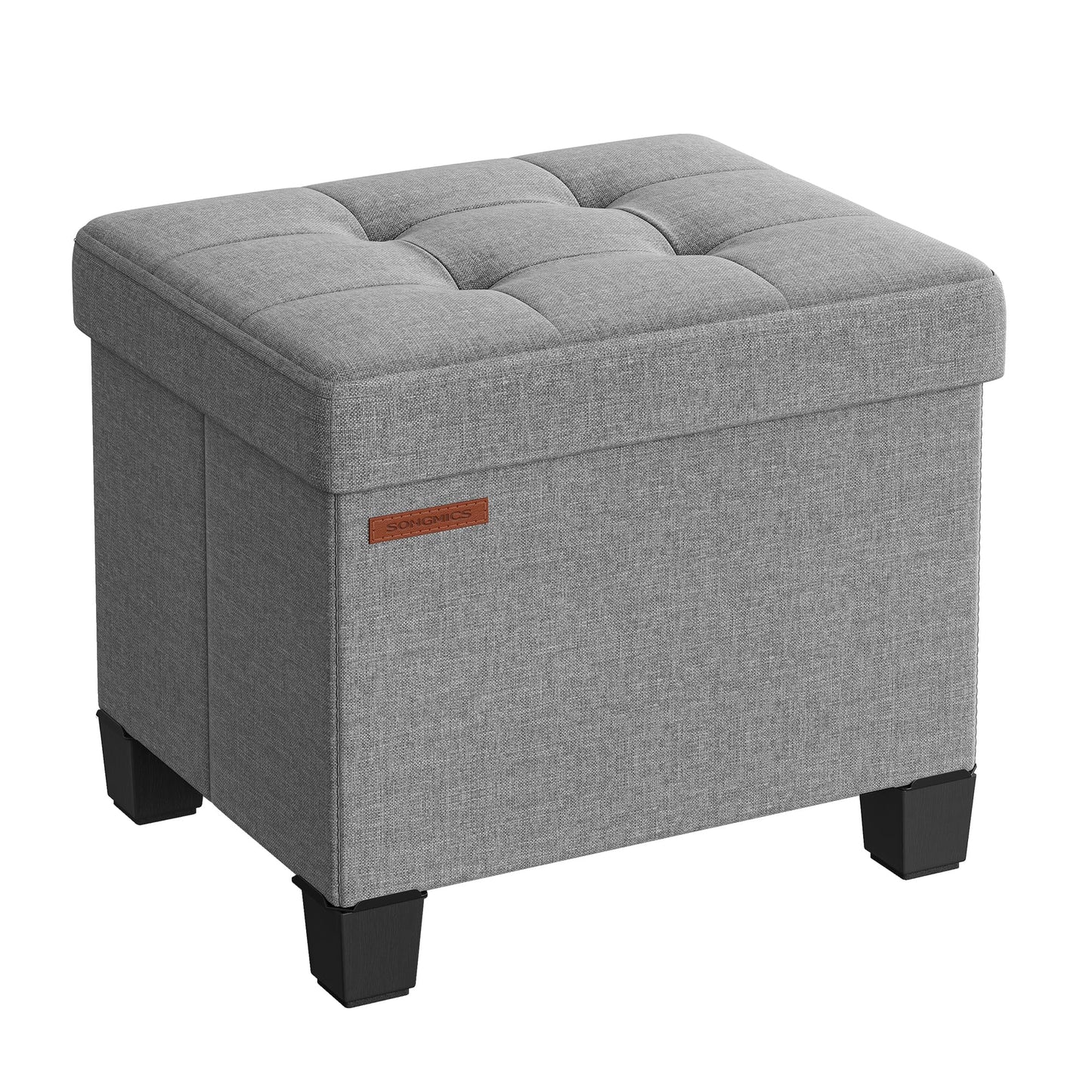SONGMICS Storage Ottoman, Small Ottoman Foot Rest with Legs, 12.6 x 15.7 x 13.2 Inches Foot Stool, Load up to 660 lb, for Living Room, Bedroom, Dorm, Dove Gray ULSF012G02