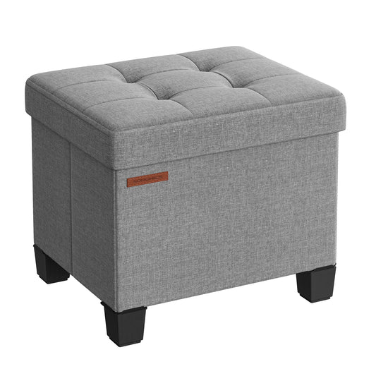SONGMICS Storage Ottoman, Small Ottoman Foot Rest with Legs, 12.6 x 15.7 x 13.2 Inches Foot Stool, Load up to 660 lb, for Living Room, Bedroom, Dorm, Dove Gray ULSF012G02