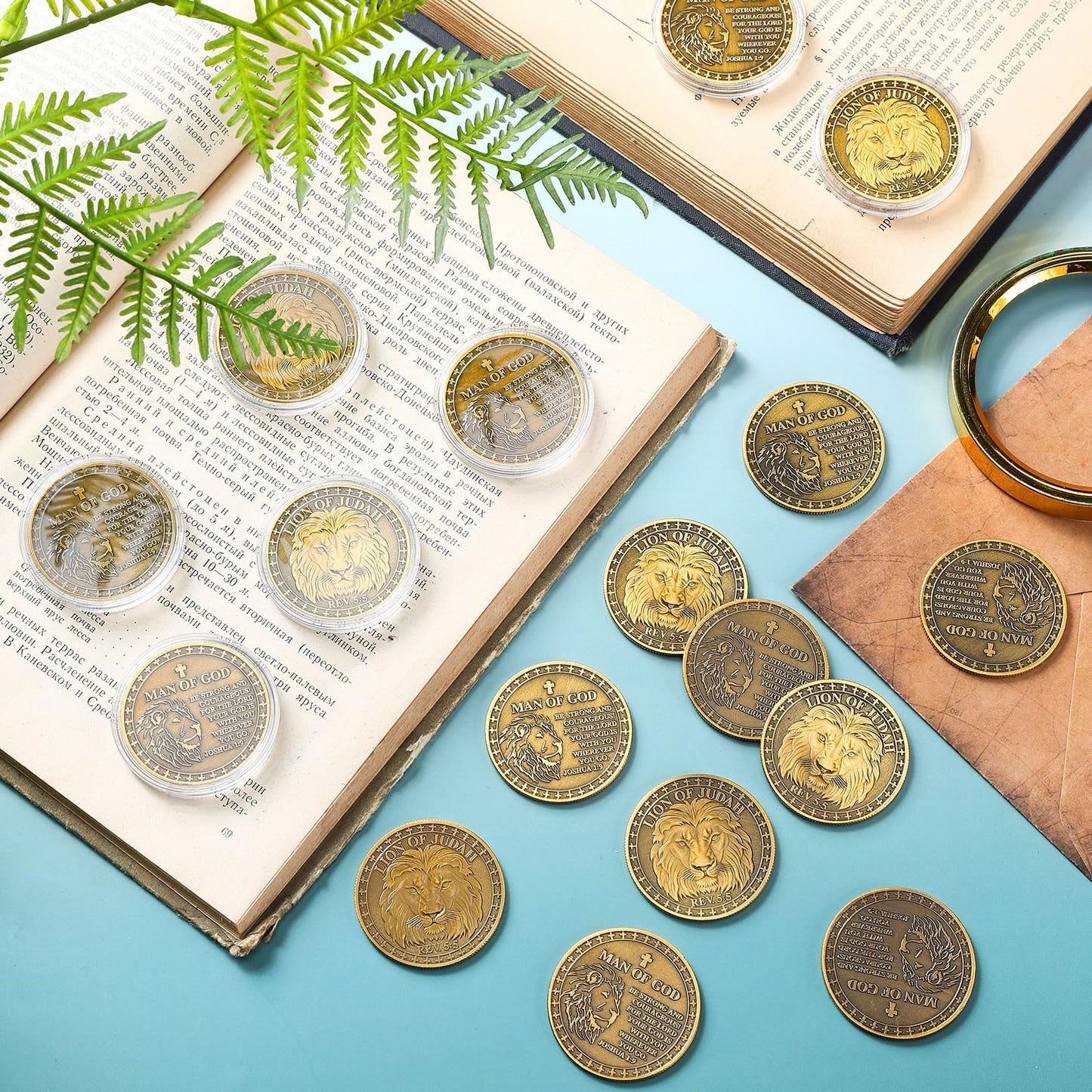 Siifert 20 Pcs Christian Lion of Judah Coin Religious Man of God Tokens Coins Funny Christian Gifts Challenge Pocket Token for Prayer