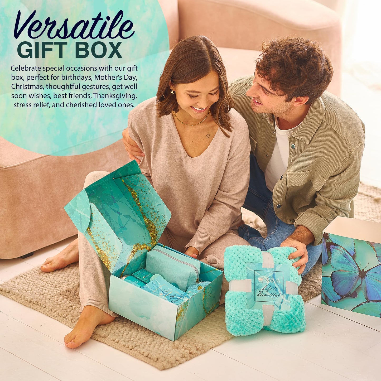 11 Pcs Gift basket for women, Spa Self Care Kit, Unique Spa Gift Box Set for Women, Birthday Gifts for Friend women, Mom, Wife, Girlfriend, Sister, Coworker, Her, Mother's Day Gift (Blue)