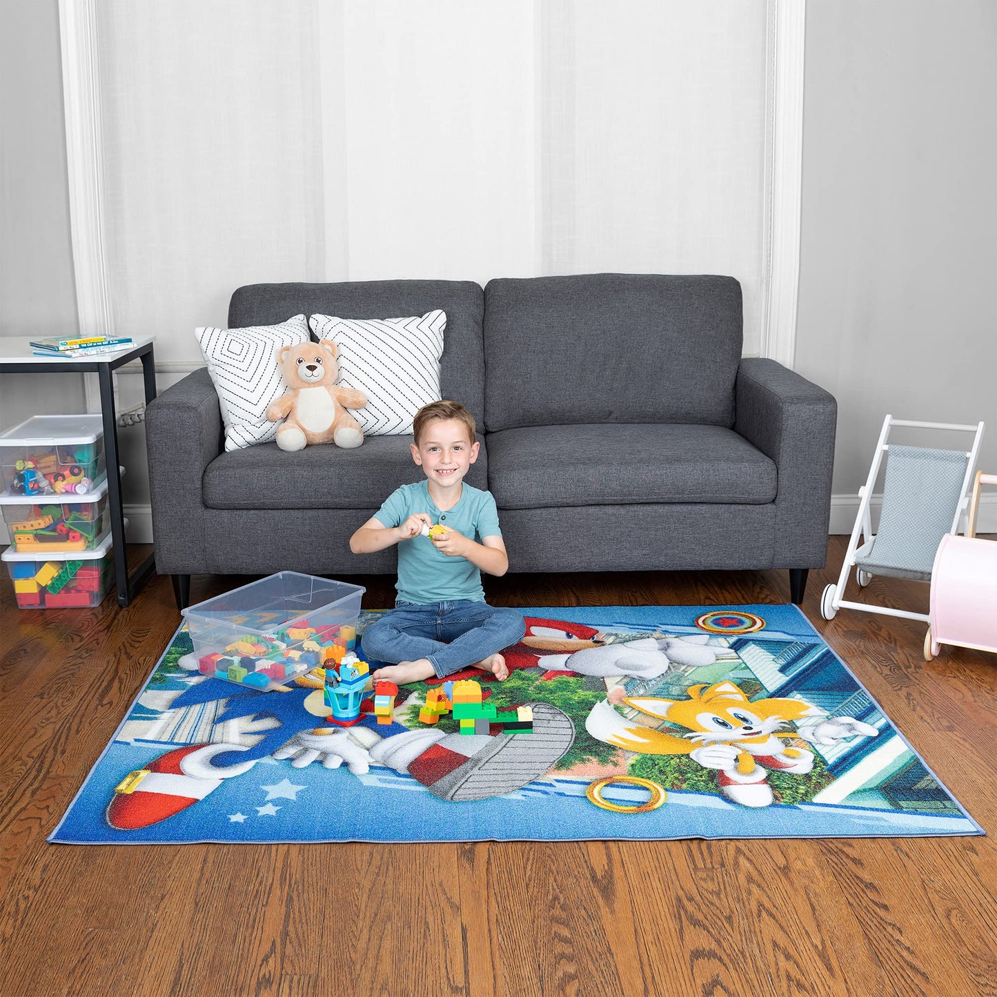 Franco Kids Room Non Slip Area Rug, 69 in x 52 in, Sonic The Hedgehog