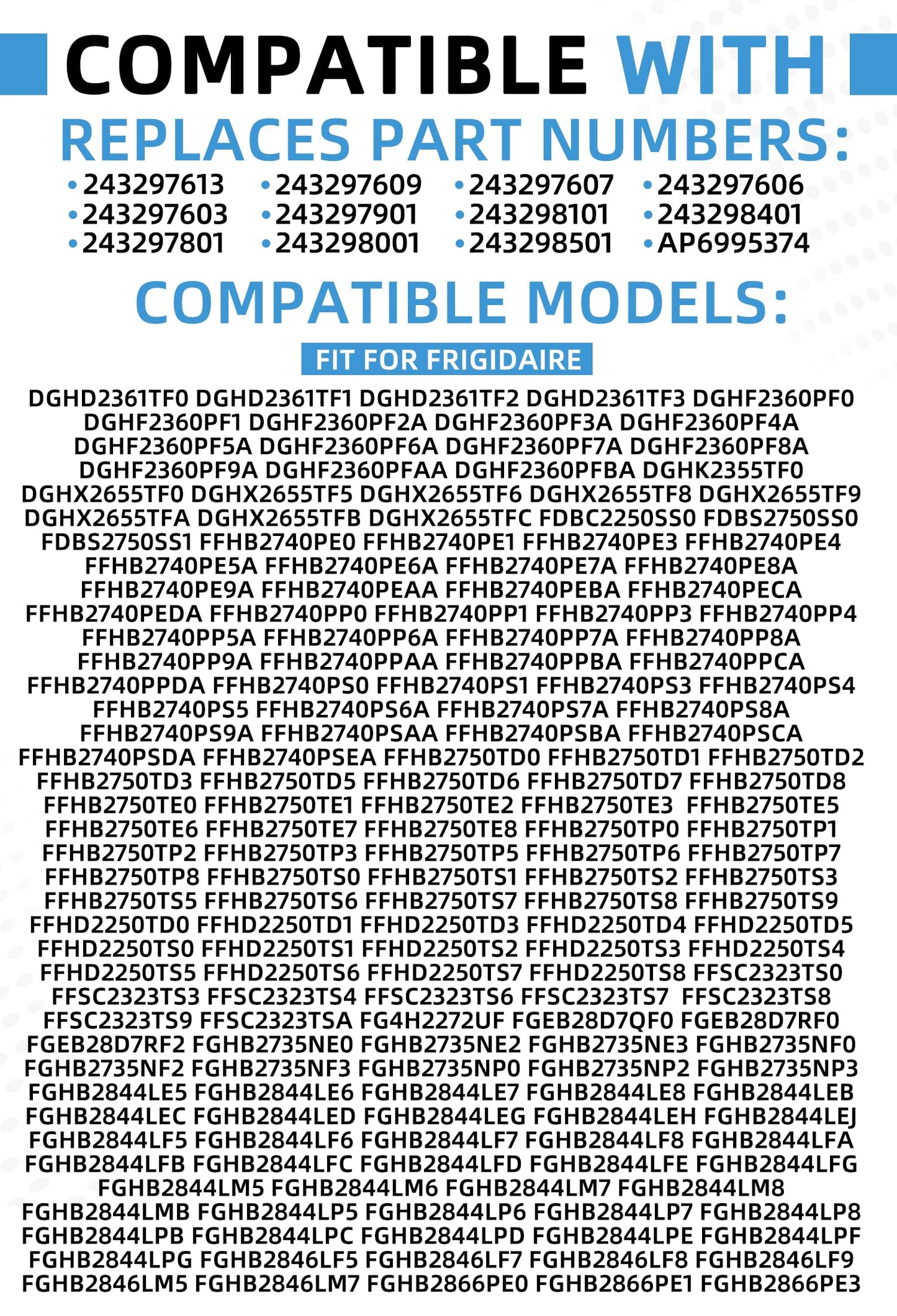 243297609 243297613 Upgraded Ice Maker Replacement Parts Compatible with Electrolux Frigidaire Crosley Kenmore IKEA Replaces 243297606 243297801 243297901 243298001 243297607 243298101 and More