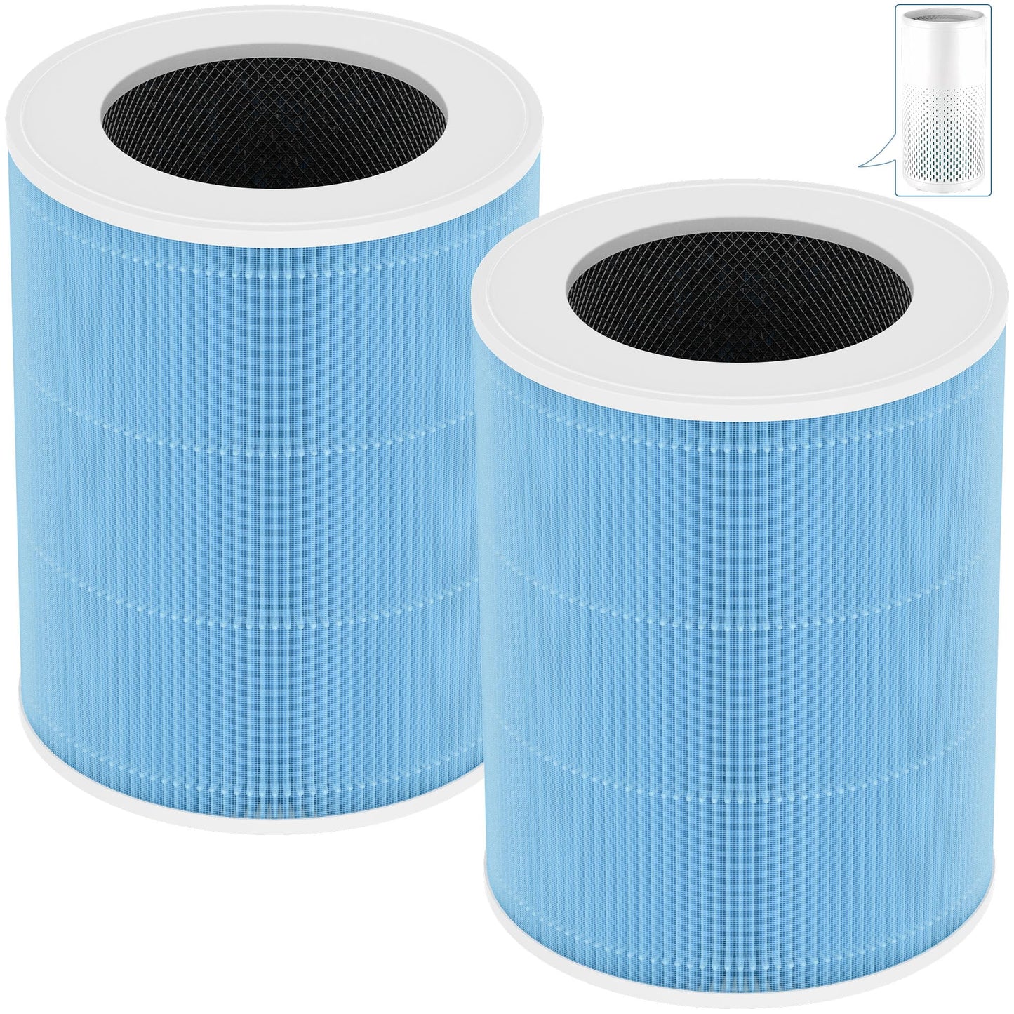 Harebery 2 Pack Replacement Filters Compatible with Meross MAP100 Purifier, 3-in-1 Filtration (Model #MHF100)