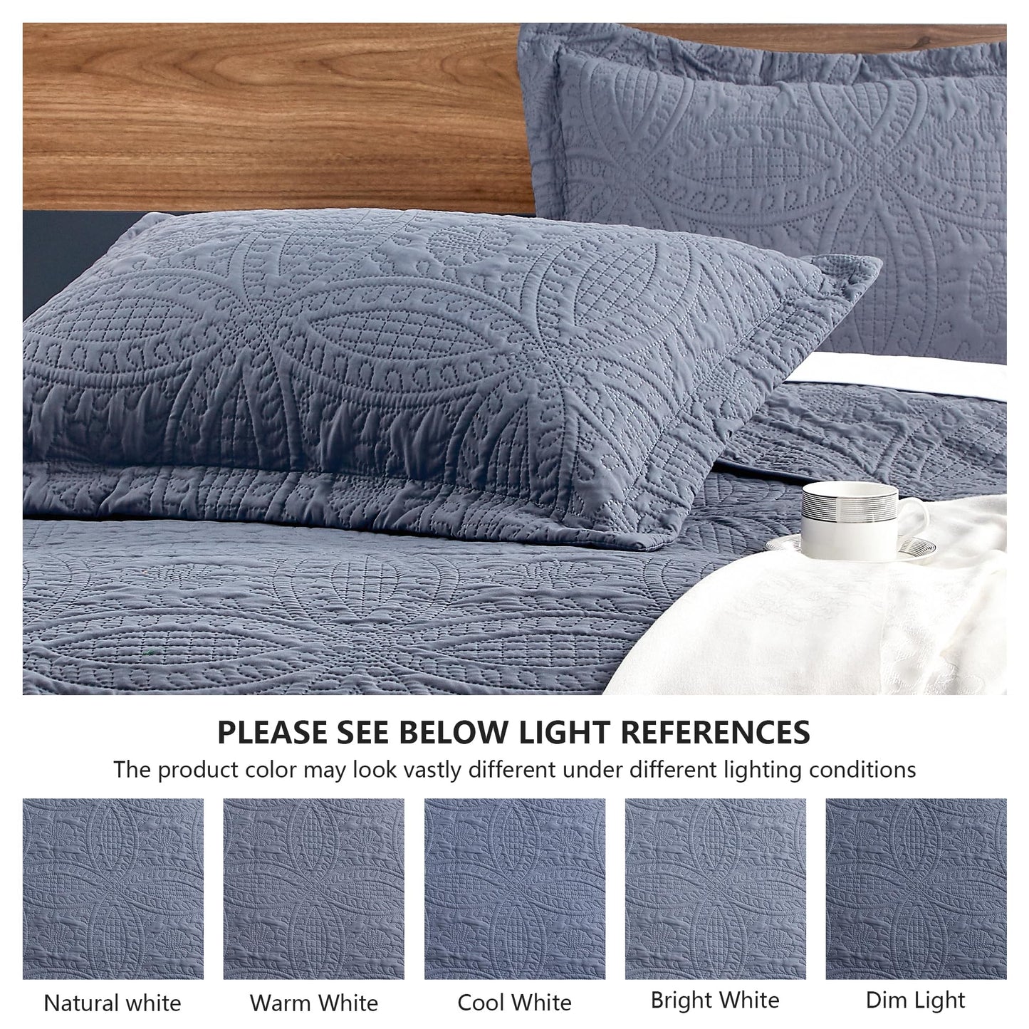 Love's cabin California King Size Quilt Set Blue Bedspreads - Soft Summer Lightweight Bedspread Comforter - Modern Style Coin Pattern Coverlet for All Season - 3 Pieces (1 Quilt, 2 Pillow Shams)