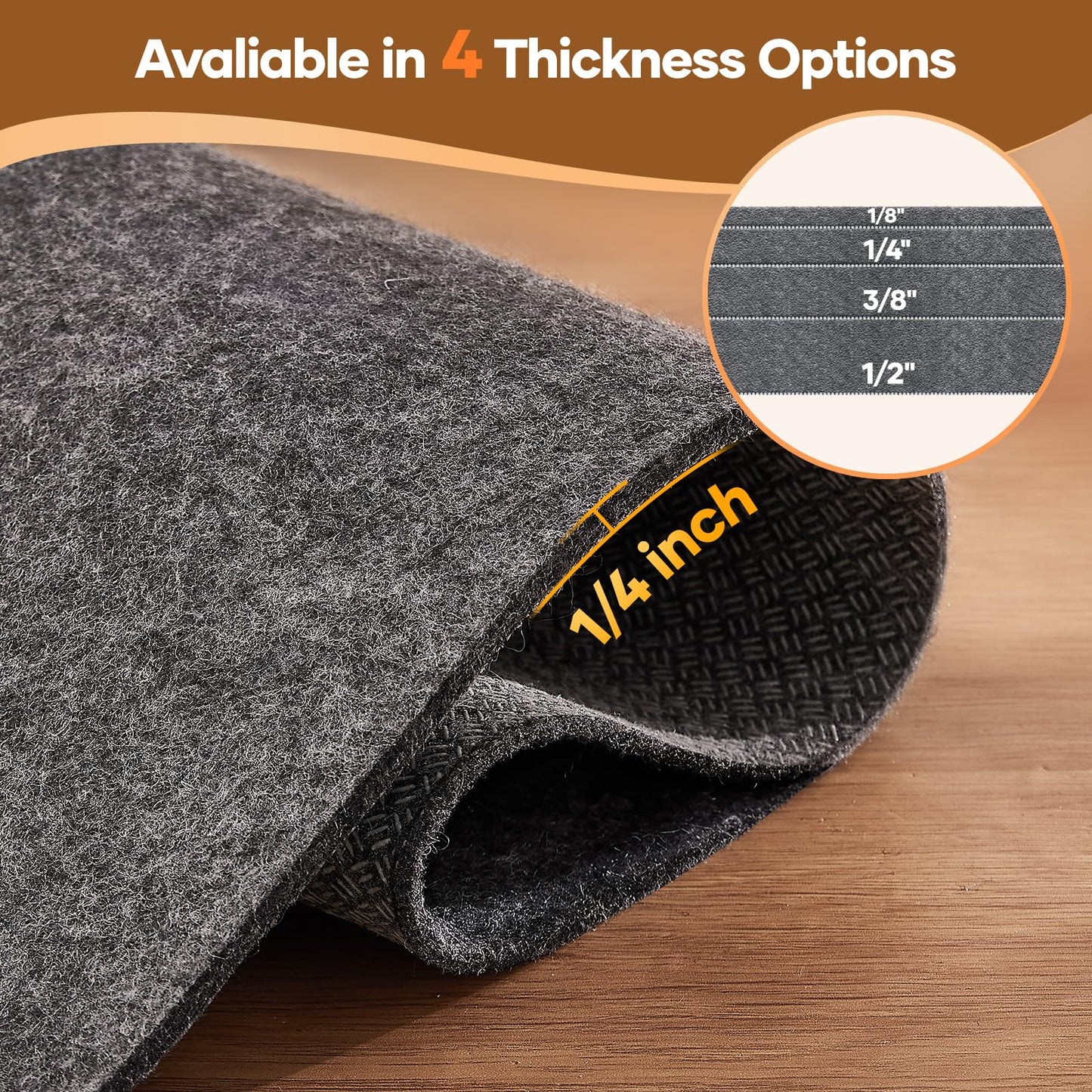 Veken Non Slip Cushioned Rug Pad Gripper 3 x 5 Ft, Felt and Silicone Backing, 1/4 inch Thick Carpet Liner for Hardwood Floors and Finishes, Under Area Rugs Anti Skid Mat, Keep Rugs Safe and in Place