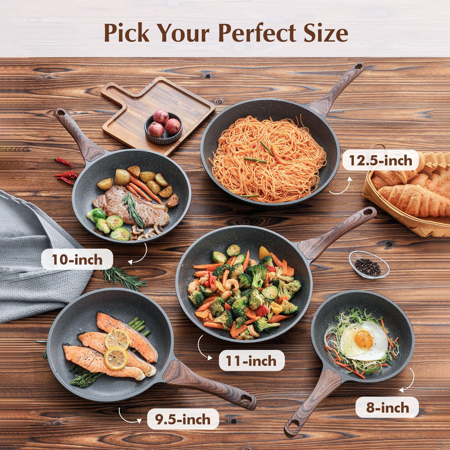 SENSARTE Nonstick Frying Pan Skillet, 12 Inch Omelette Pan with Swiss Granite Coating, Healthy Induction Cookware Chef's Pan, PFOA Free