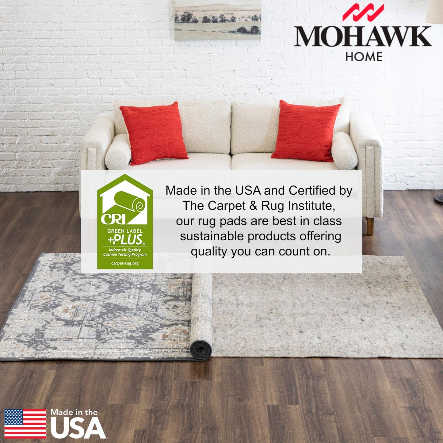 Mohawk Home Non Slip Rug Pad 4' x 6' (Rectangular)- 1/4" Thick Felt + Latex Rubber Gripper - Dual Surface Cushion for Hardwood, Carpet, Tile Floors, Made in USA