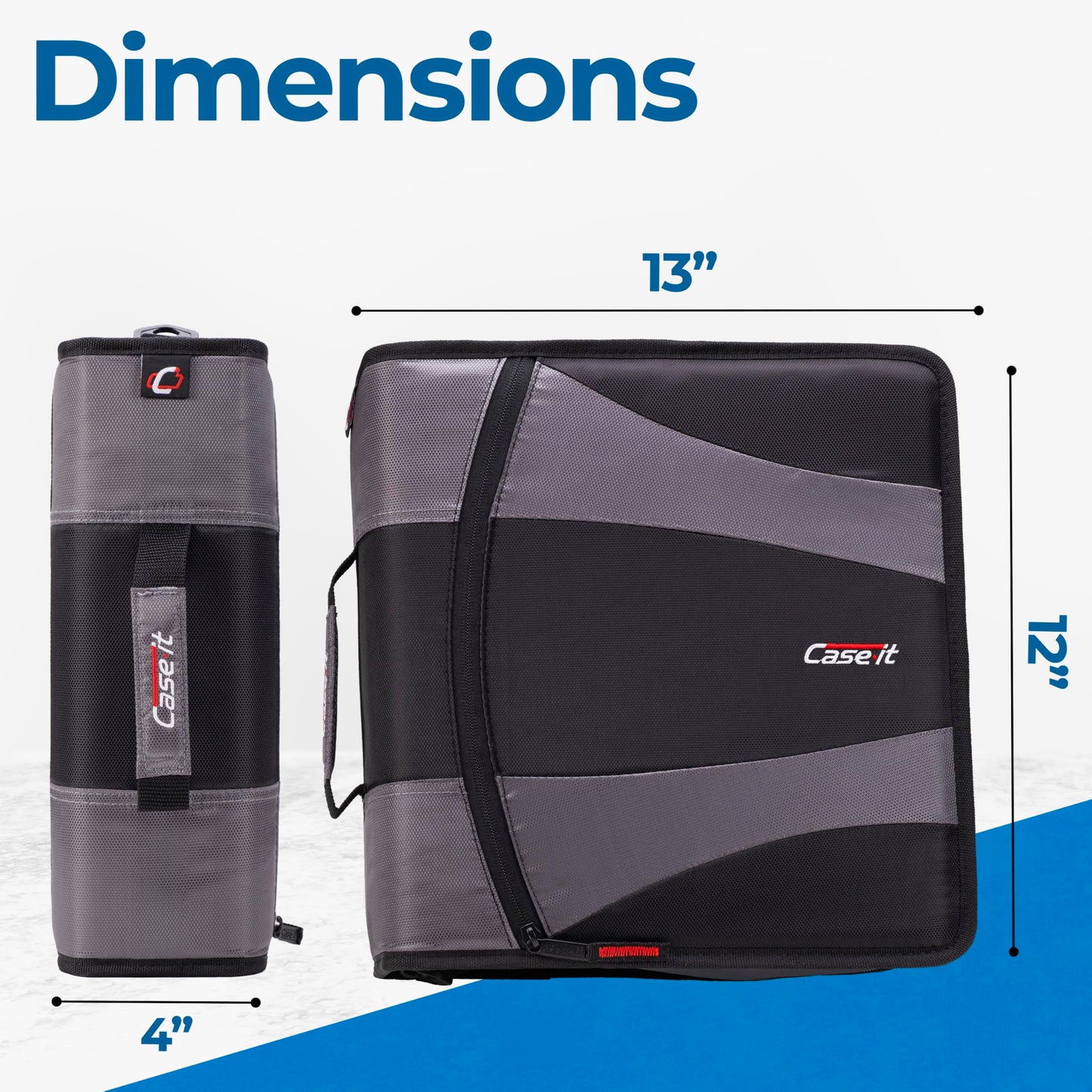 Case-it The Dual 2.0 2-in-1 Zipper Binder | Two 2-Inch D-Rings, 700 Sheet Capacity, 5-Subject Expanding File Folder, Multiple Pockets & Storage Organizer, Shoulder Strap | Dual-301 Black