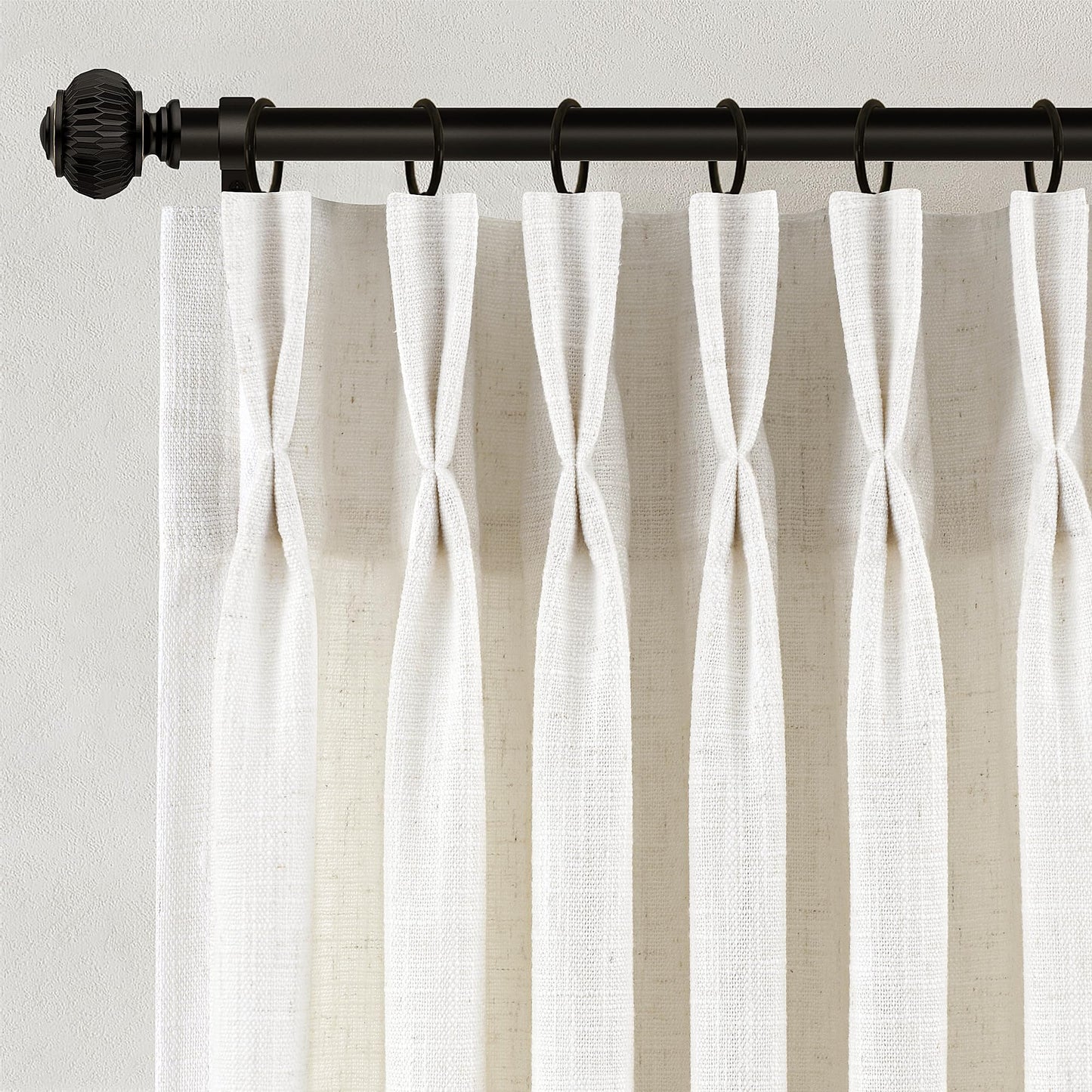 Pinch Pleated Linen Curtains 90 Inches Long for Living Dining Room Bedroom 2 Panel Set Natural Cream Birch Pinch Pleat Curtain 90 Inch Neutral Boho Floor to Ceiling Curtains Semi Sheer Linen Drapes