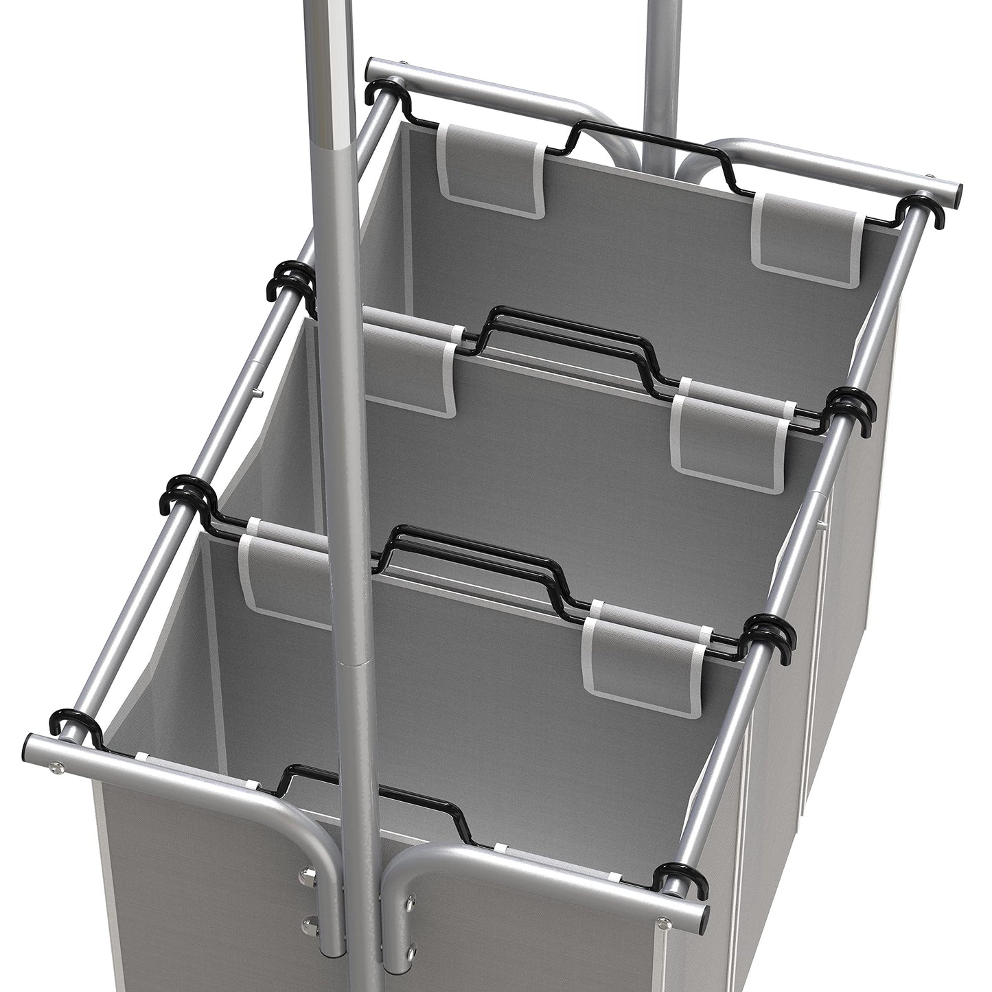Simple Houseware 3 Bags Laundry Sorter with Extensible Clothes Hanging Rod