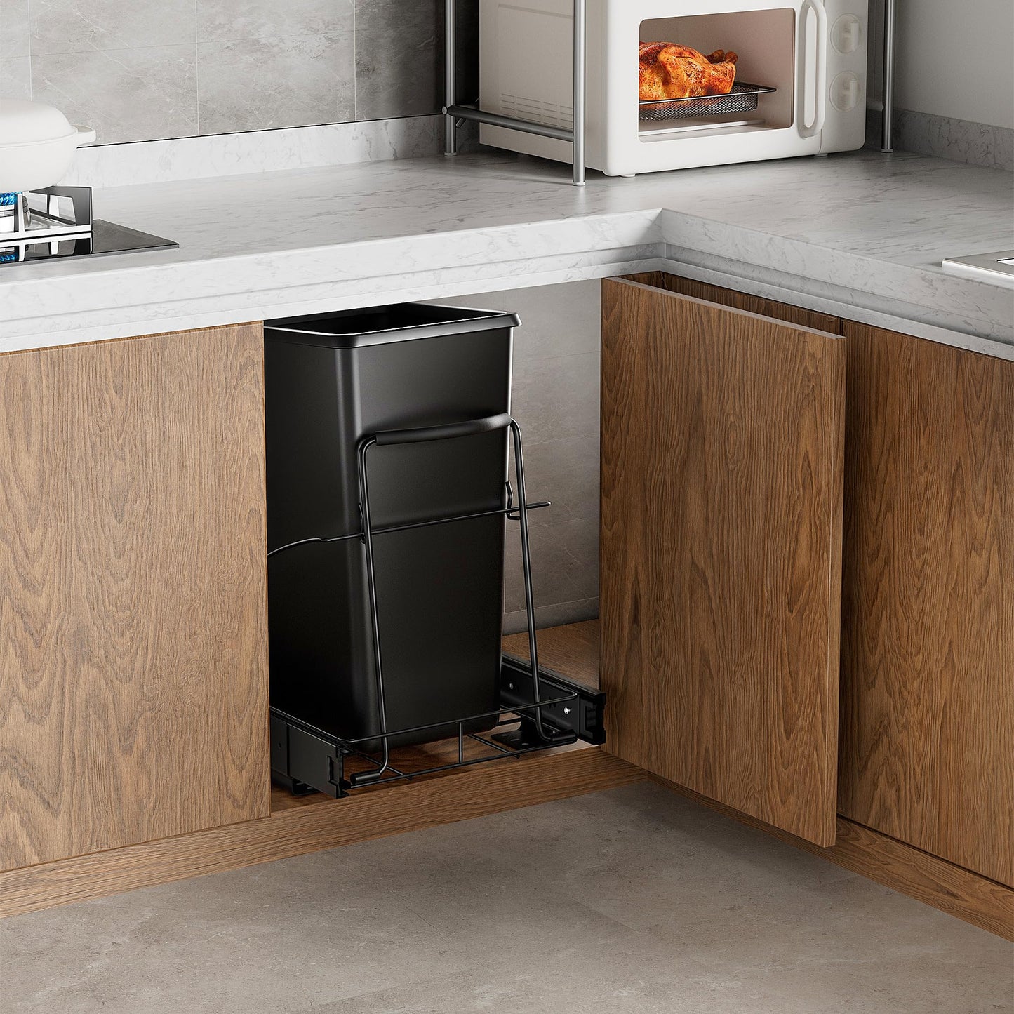 lifancy Pull Out Trash Can Under Cabinet Shelf - Under Sink Trash Can Pull Out Slider for 30–35 Quart Cans Up to 80 lb - Cabinet Trash Can Pull Out Kit - (Can Not Included)
