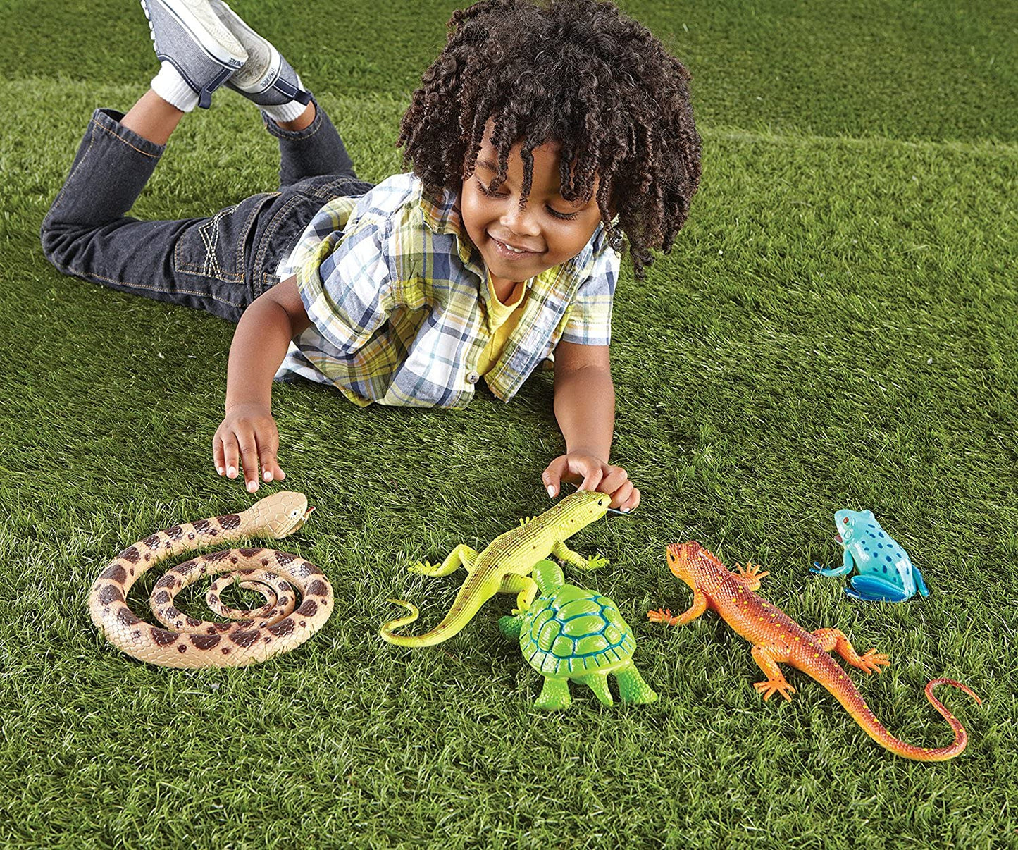 Learning Resources Jumbo Reptiles & Amphibians - Tortoise, Gecko, Snake, Iguana, Snake, and Tree Frog, Jungle Zoo Animals Figurines, Party Gifts for Boys and Girls, Montessori Pretend and Play