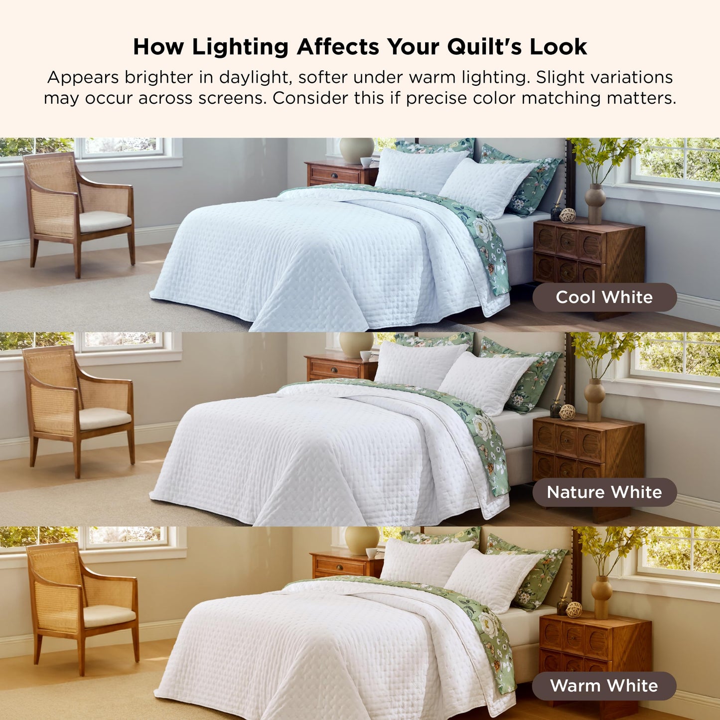 Bedsure Quilts Queen Size - Bright White Bedspread Queen Size & Lightweight Comforter, Modern Coverlet with Clover Pattern, Ultra Soft All-Season Bedding, 90 x 96 Inches