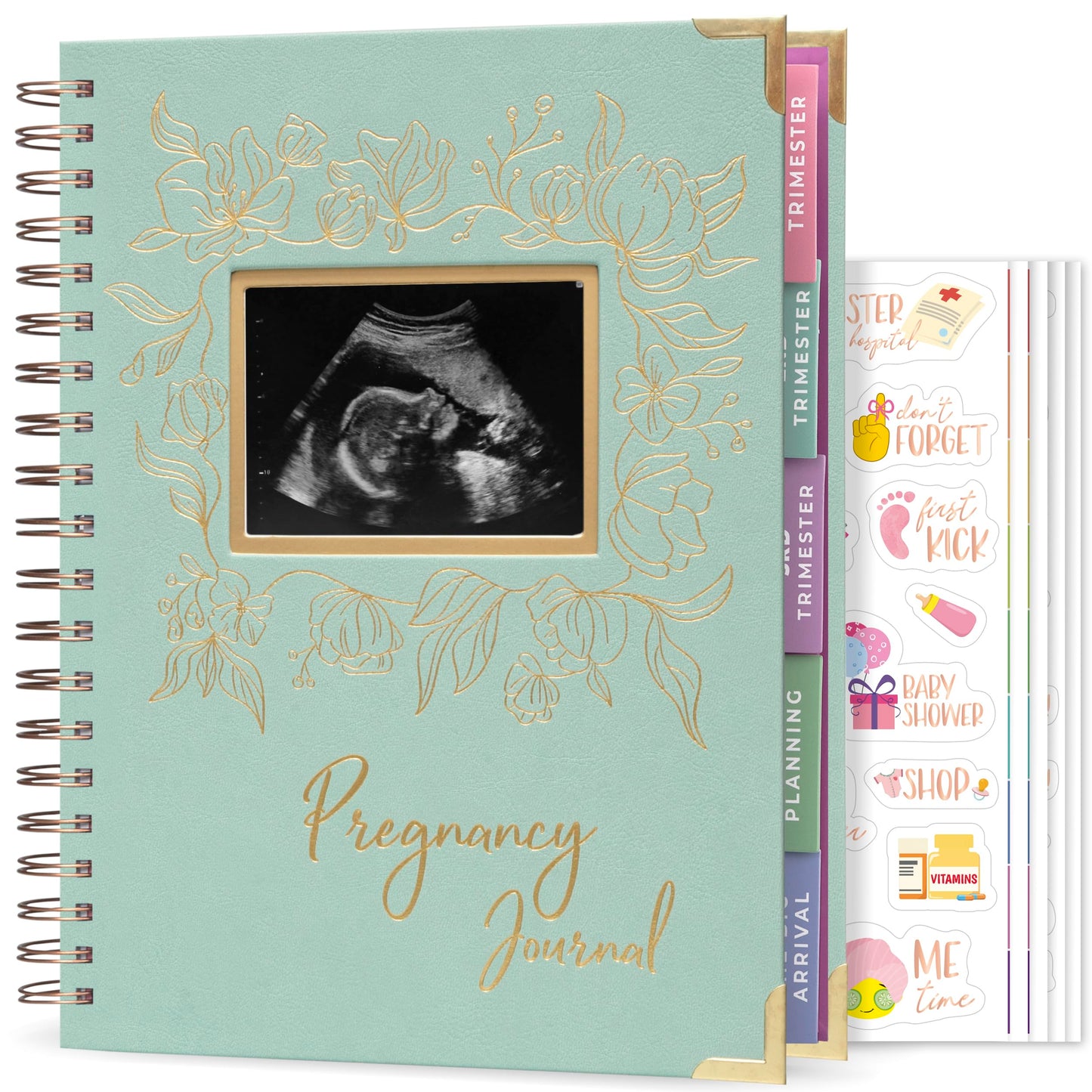 Clever Fox Pregnancy Journal & Memory Book - Pregnancy Planner & Notebook for Expecting Moms – Baby Keepsake, First Time Moms Gift (Mint Cream, 9" x 10.5" SonoFrame Edition)