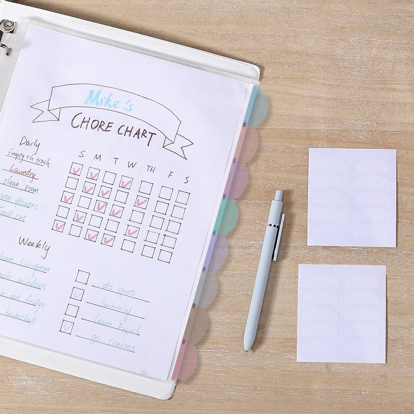 Mr. Pen- Clear Sheet Protectors with Tabs Bulk, 8.5x11 Inches, 8 Tabs, 32 Sets, Durable Clear Plastic Dividers for 3 Ring Binders, Insertable Index Page Divider with Multicolor Tabs