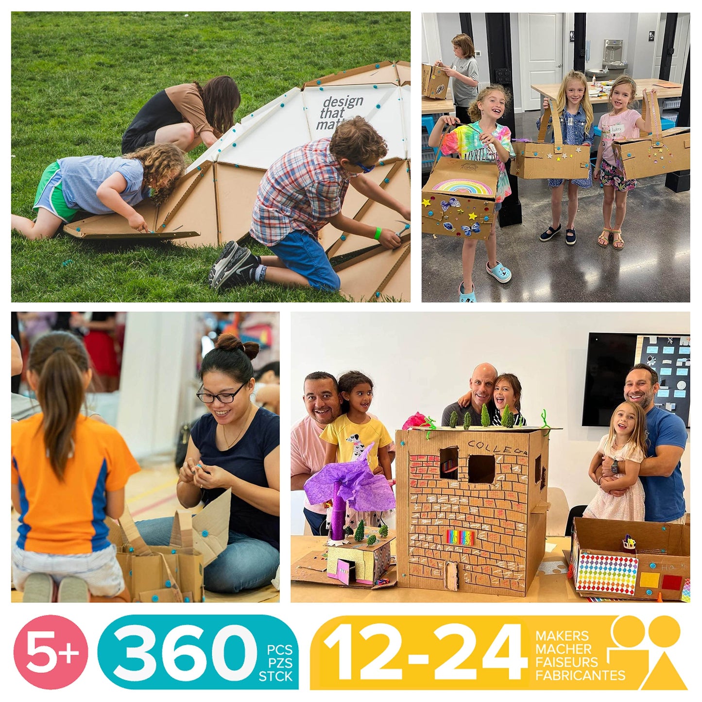 Makedo Invent | Upcycled Cardboard Construction Toolkit in Large Toolbox (360 Pieces) | STEM + STEAM Educational Toys for Classroom Learning | Resuable Tools for Boys and Girls Age 5+