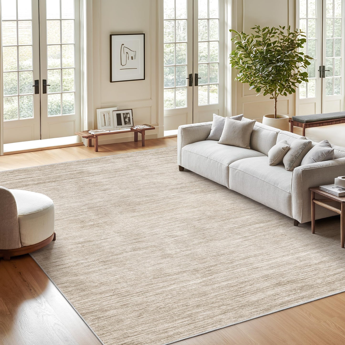 Valenrug Washable Rugs 5x7 - Non Slip 5x7 Area Rugs for Living Room, Stain Resistant Area Rugs for Bedroom, Foldable Machine Washable Area Rug(5'x7', Brown)
