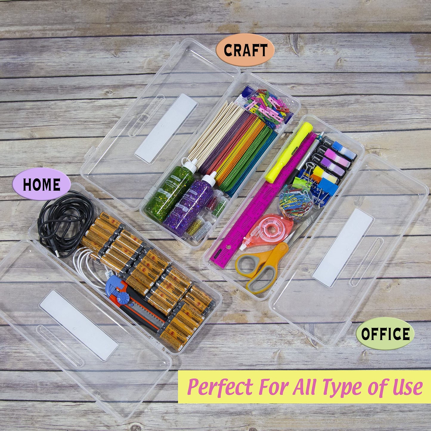 BAZIC PRODUCTS Clear Utility Box, Ruler Length, 1 Count, Cs/12