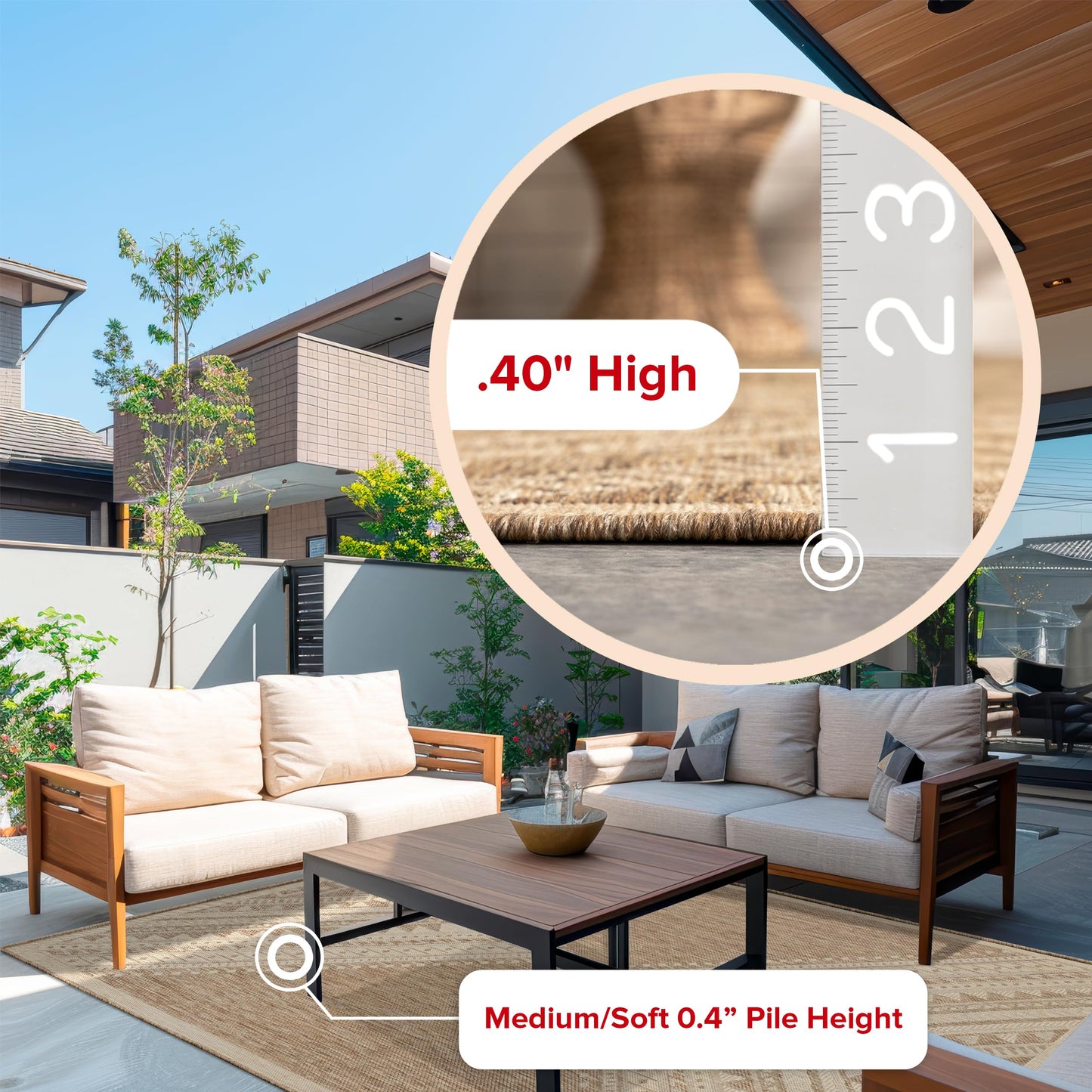 Nuloom Outdoor Performance Collection Landry Brown/Ivory, 4' x 6', Soft and Cozy, High Traffic, Stain Resistant, Easy Clean, Durable Area Rug for Indoor/Outdoor Patio, Deck, Porch, Garden, Courtyard