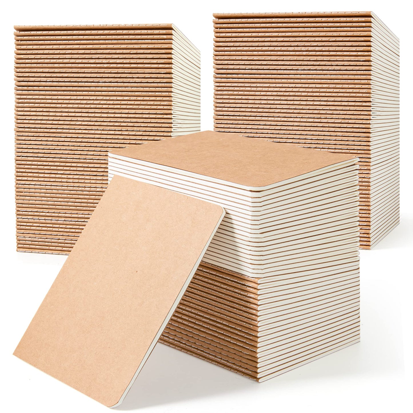 feela 170 Pack Blank Kraft Notebooks, Unlined Sketchbook Mini Cute Note Pad for Drawing Writing, Journal Bulk For Kids Students Office School Supplies, A6, 48 Pages, 4.25” X 5.5”, Brown