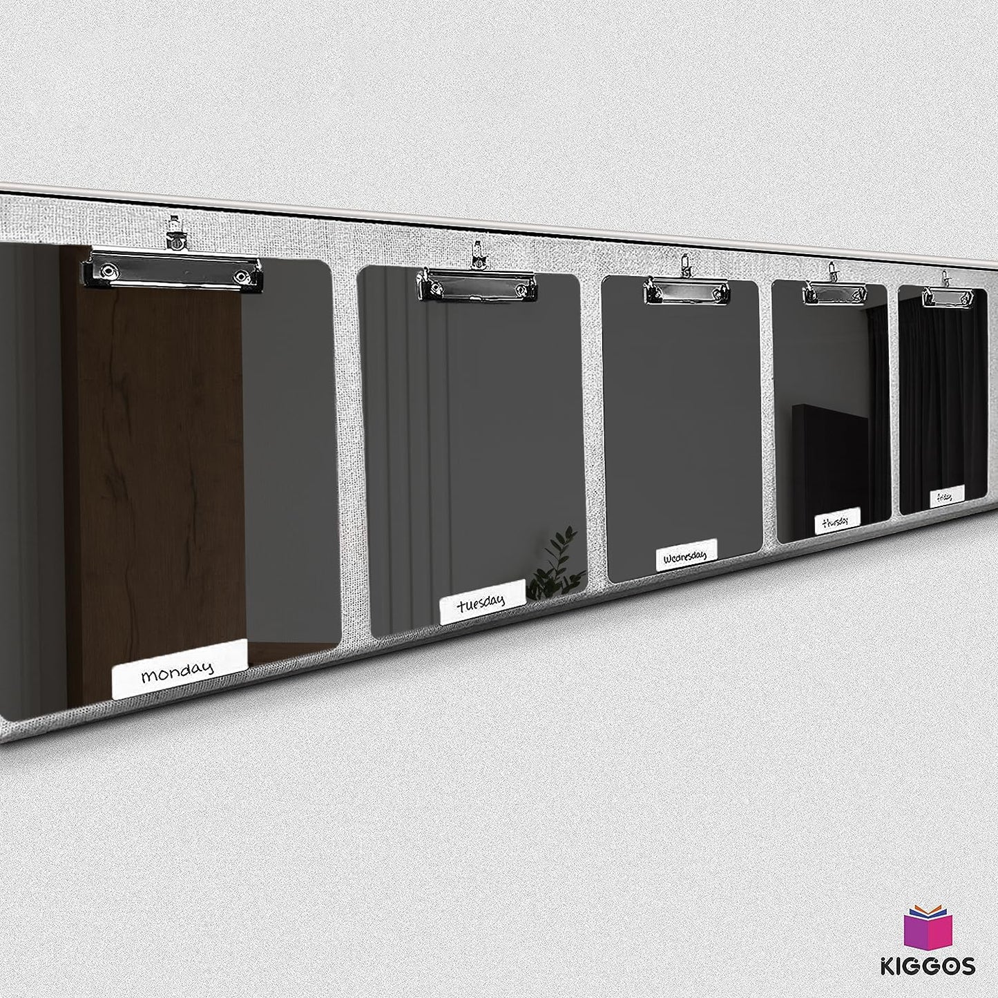 Kiggos 25 Pack Plastic Clipboards Black Clip Boards with Low Profile Metal 12.5 x 9 Inch Letter Size Bulk Class Set Black Acrylic Hanging Hook - Holds 100 Sheets