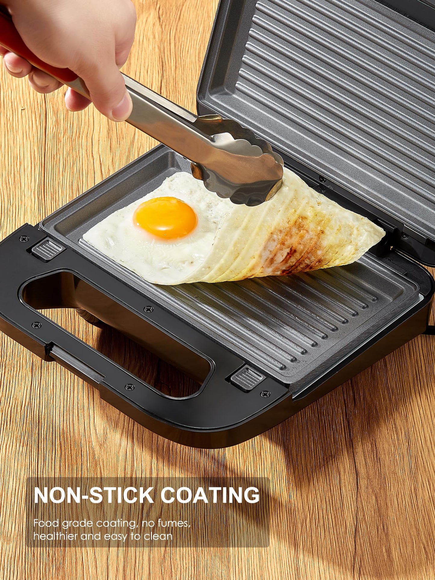Reemix 3-in-1 Waffle, Grill & Sandwich Maker, Panini Press Grill and Waffle Iron Set with Removable Non-Stick Plates, Perfect for Grilled Cheese, Tuna Melts, Burgers, Steaks (Black, Stainless steel)