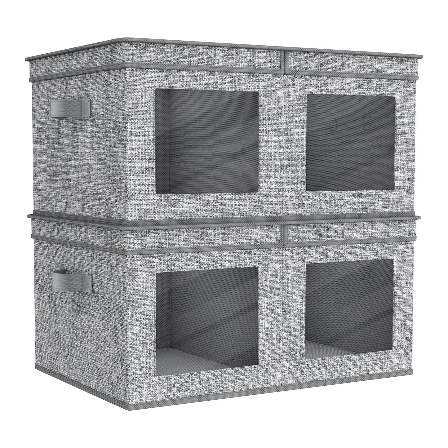 Univivi Large Foldable Fabric Storage Bins with lids [2-Pack] Collapsible Closet Storage Box for Clothes, Closet Organizer with Handles, Storage Cube Basket for Home, Bedroom (Grey, 24" x17" x 12")