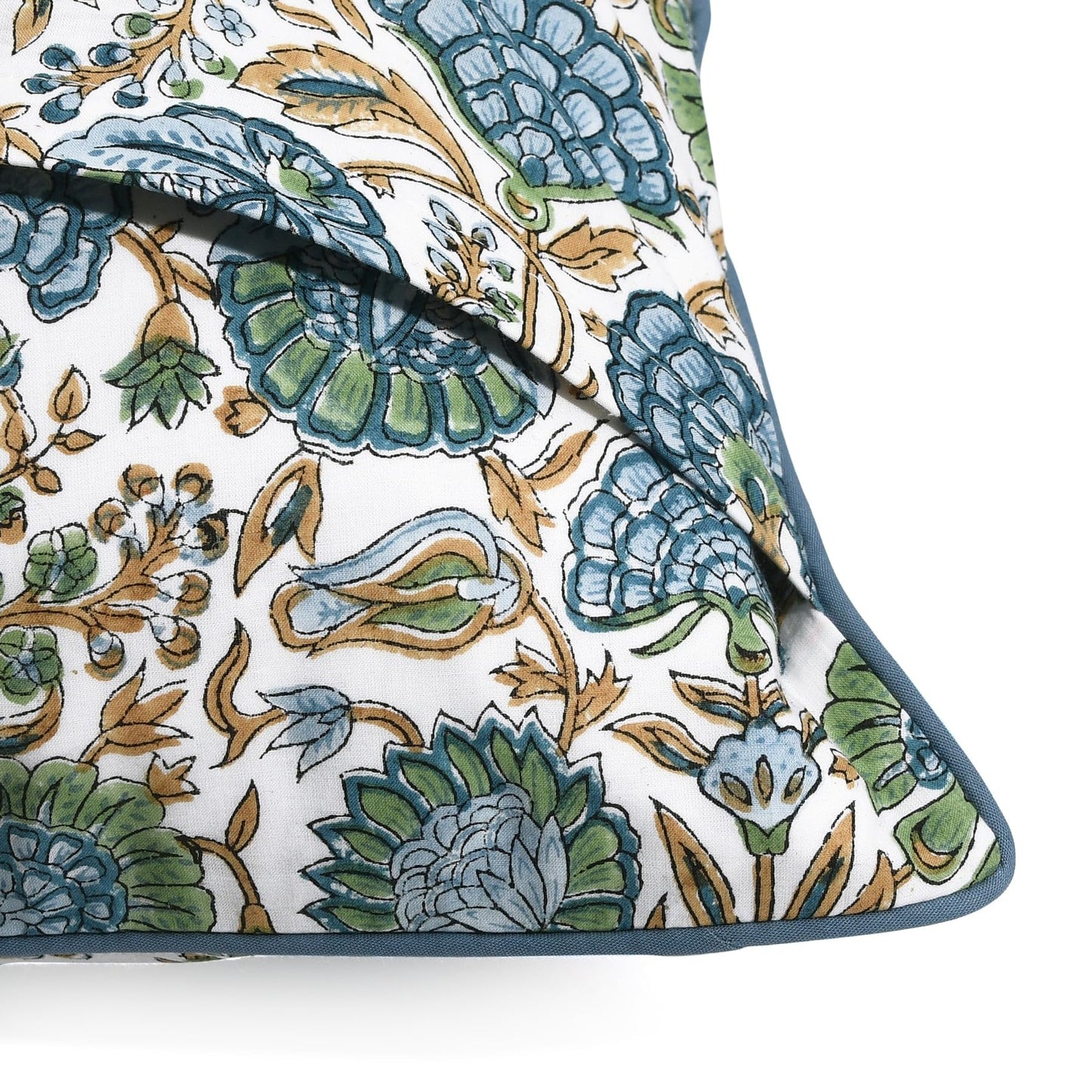 Ridhi Block Print Asparagus Green Pillow Cover 18" x 18" (Pack of 2) Decorative Couch Pillows for Living Room, Farmhouse Chic Boho Cute Outdoor Pillows Covers Gifts for Spring, Mother's Day