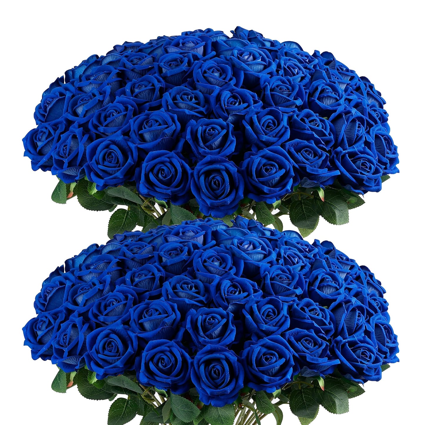Auihiay 60PCS Fake Blue Roses, Artificial Blue Flowers, Silk Faux Rose with Long Stems for Wedding Centerpieces, Cake, DIY Floral Arrangement, Home Decor, Anniversary, Father's Day Decorations