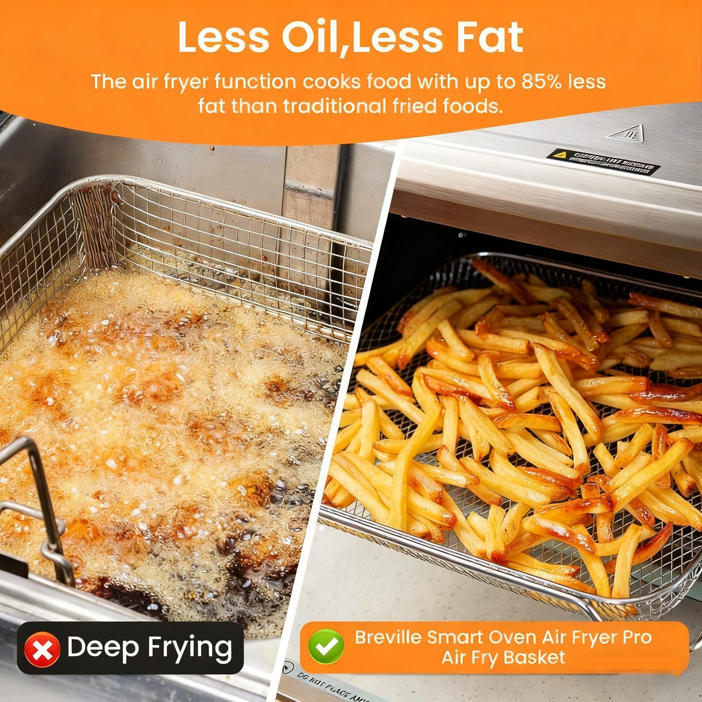 Air Fryer Basket for Breville Smart Oven Air Fryer Pro, 3PCS Steel Mesh Dehydrate Baking Microwave Oven Baskets Accessories Tray for Basket BOV900 and BOV950 Toaster (16.5"D x 11.8"W x 1.8"H)