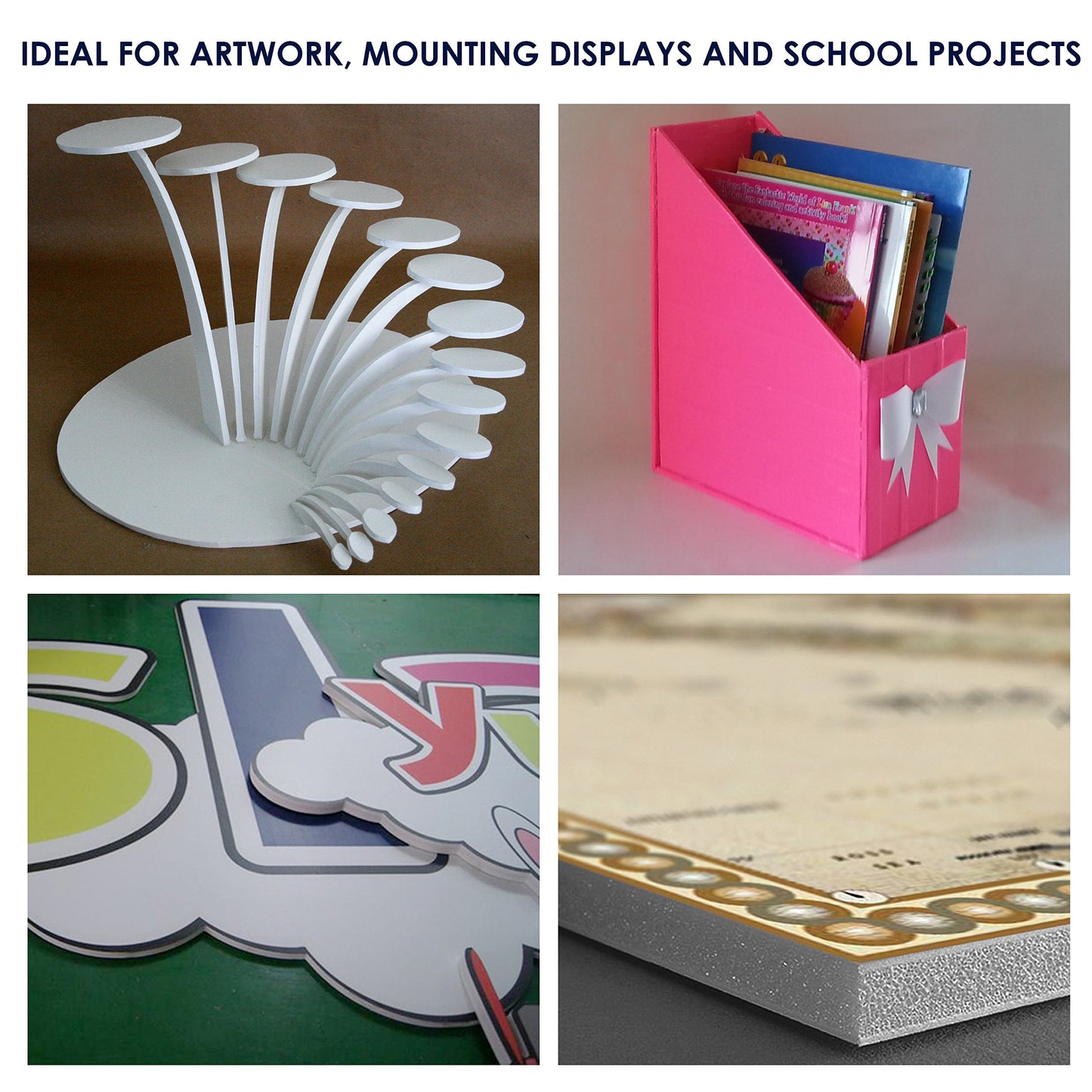 Foam Board 24 x 24 x 3/16" (5mm) - 12 Pack - White Poster Board, Acid Free, Double Sided, Rigid, Sign Board Foamboard for Mounting, Crafts, Paintings Prints, Art, Display, Presentation and Projects