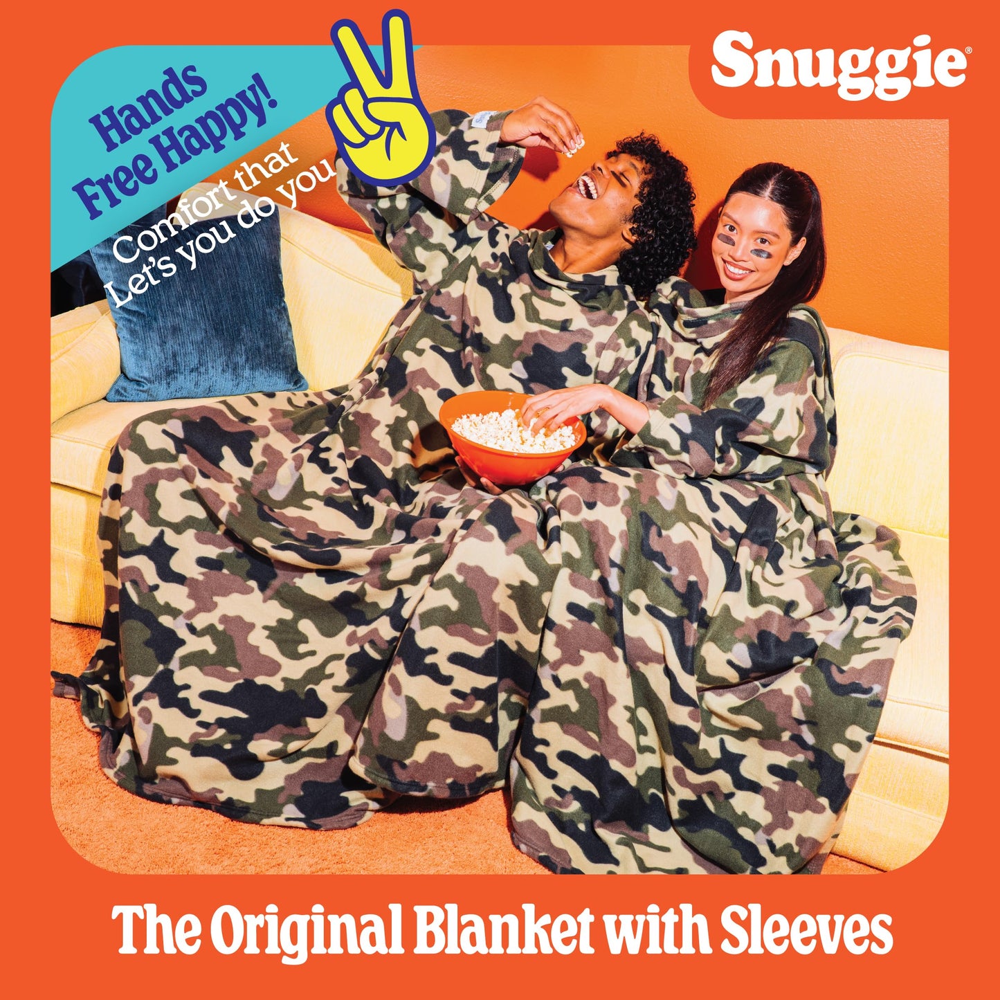 Snuggie The Original Wearable Blanket With Sleeves & Pockets | Fleece, Cozy Oversized Throw for Adult Men & Women, Machine Washable, Great Gift for Holidays, As Seen on TV | One Size, Camo, 71 x 54