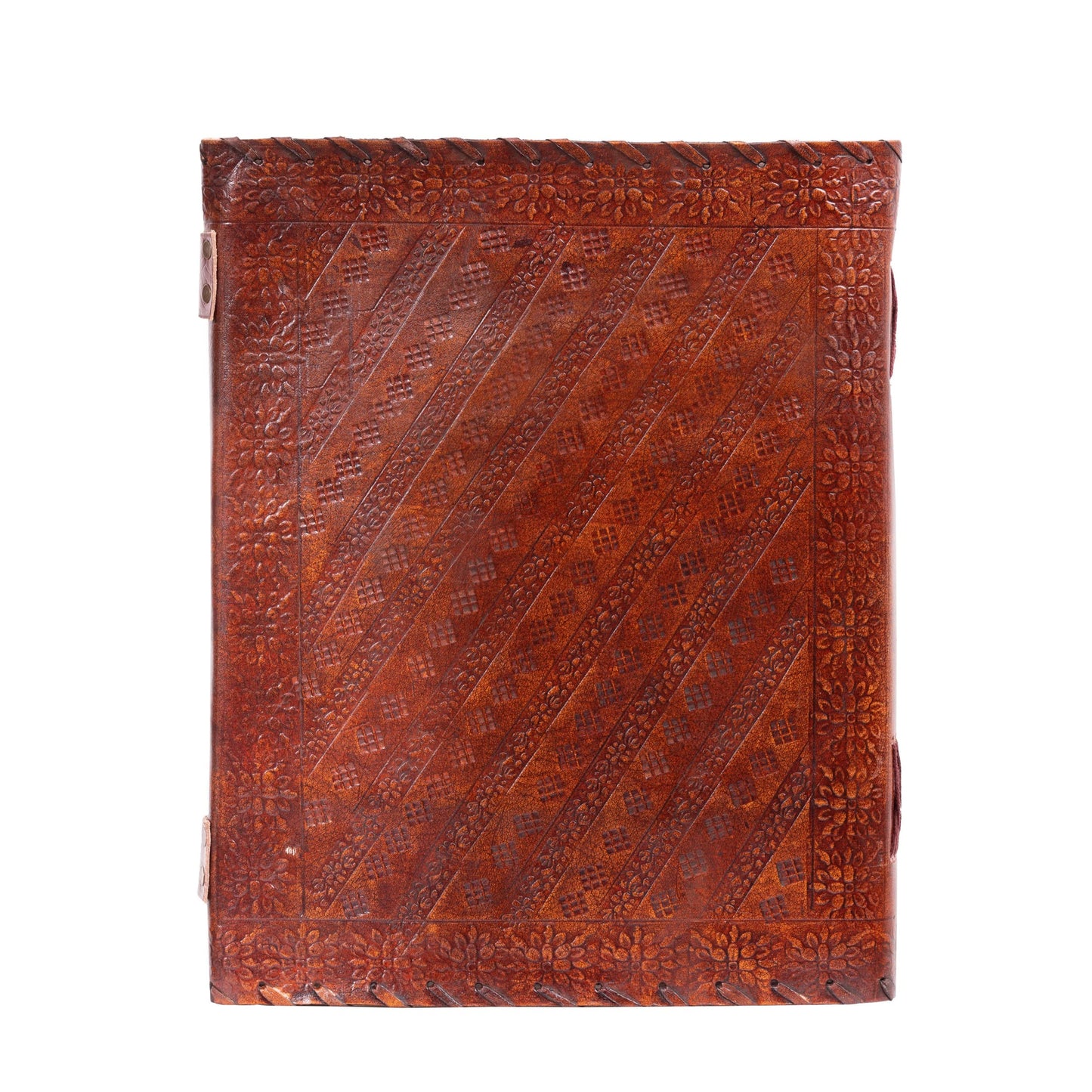 Hell Blues Leather Unlined Bound Journal 13 x 10 inches Large Rustic Diary Seven Chakra Medieval 7-Stone Embossed Handmade Sketchbook Vintage Writing Notepad (200 Pages)