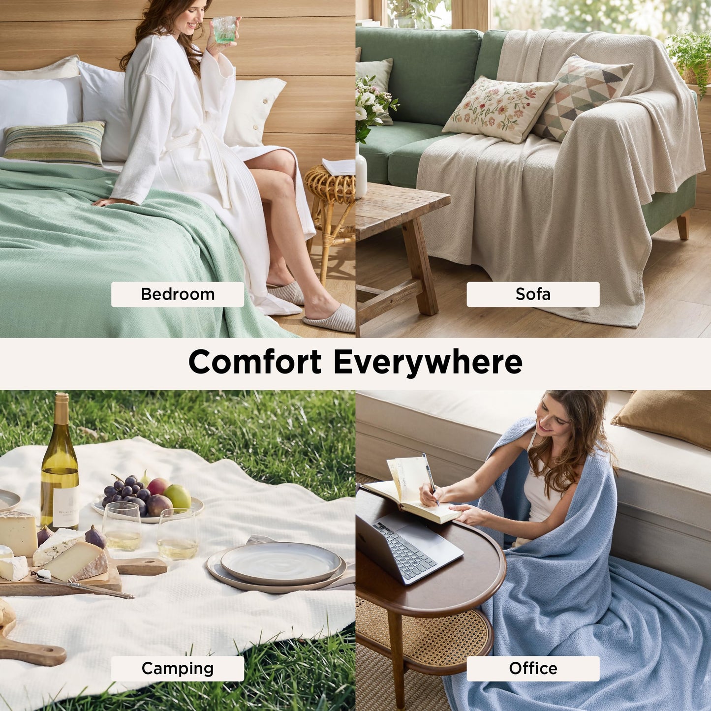 Bedsure GentleSoft 100% Cotton Blanket Twin XL Size for Bed - Cooling Breathable and Lightweight, Soft Cozy Textured Herringbone Woven Summer Blanket for College Dorm, Linen Beige, 66x90 inches