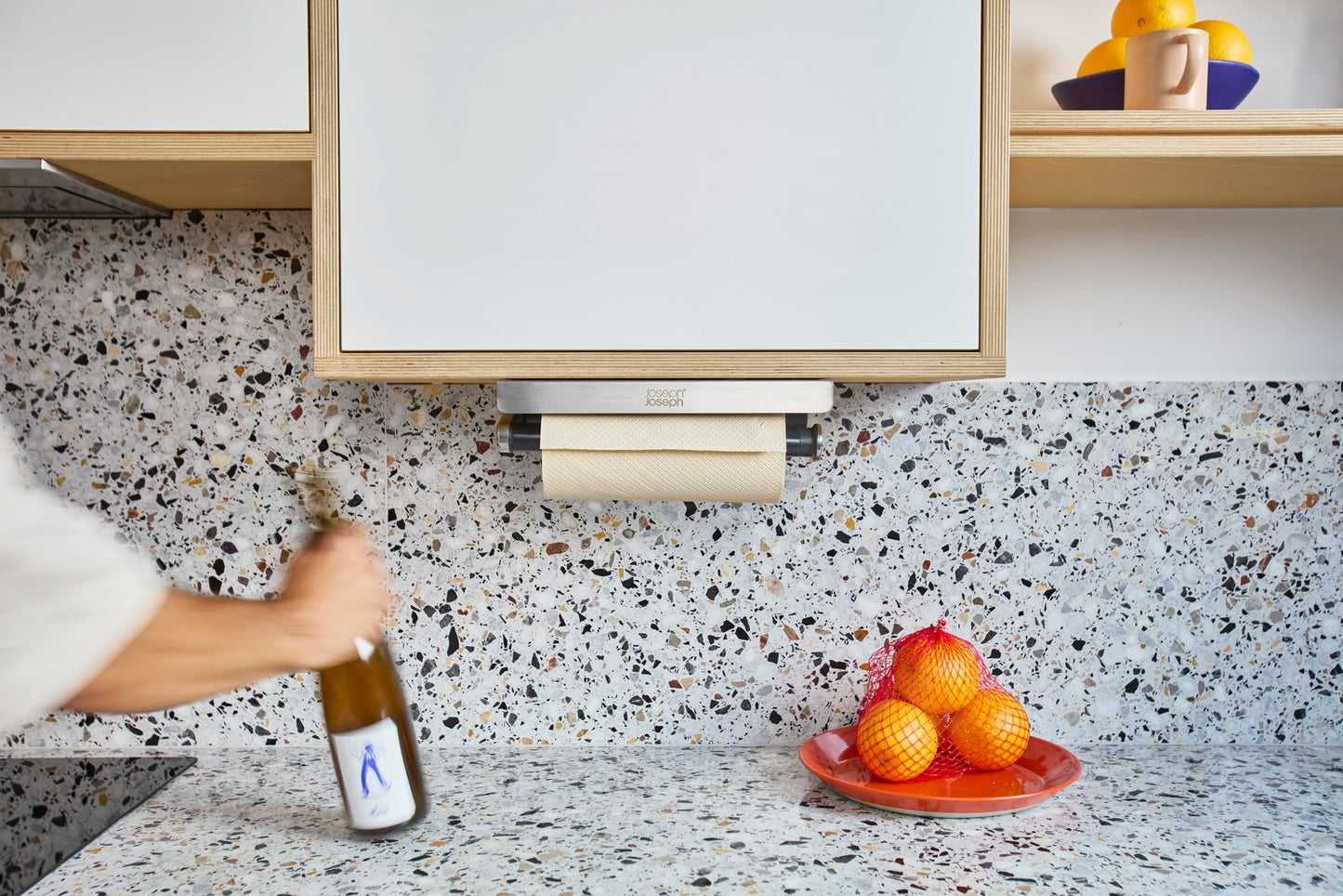 Joseph Joseph RollGrip Under Cabinet Paper Towel Kitchen Roll Holder, Space-Saving, Fits up to 5.5" Diameter Rolls