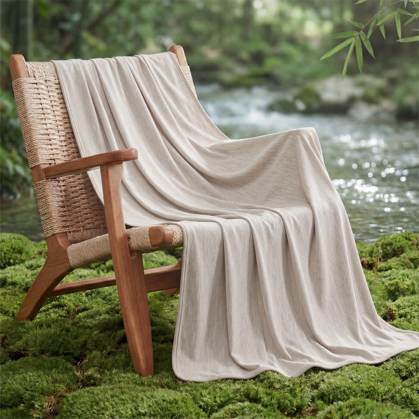 Bedsure Oat Beige Cooling Blanket Twin XL for Hot Sleepers -Summer Cold Blanket with Rayon Derived from Bamboo for Twin Size Bed, Ice Cool Cold Lightweight Arc-Chill Thin Summer Bedding, 60x90