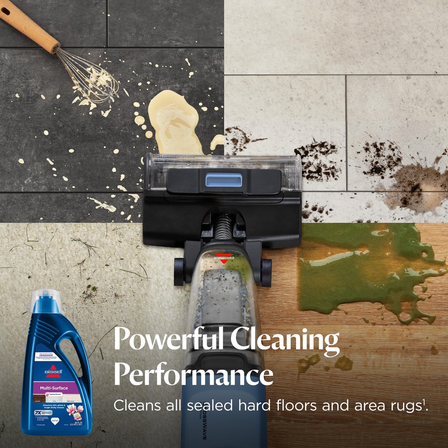 Bissell Multi-Surface Solution, for use in CrossWave and Other Leading Hard Surface and Area Rug Cleaners, 80oz, Dissolves Dirt, Grime, and Tough Sticky Messes