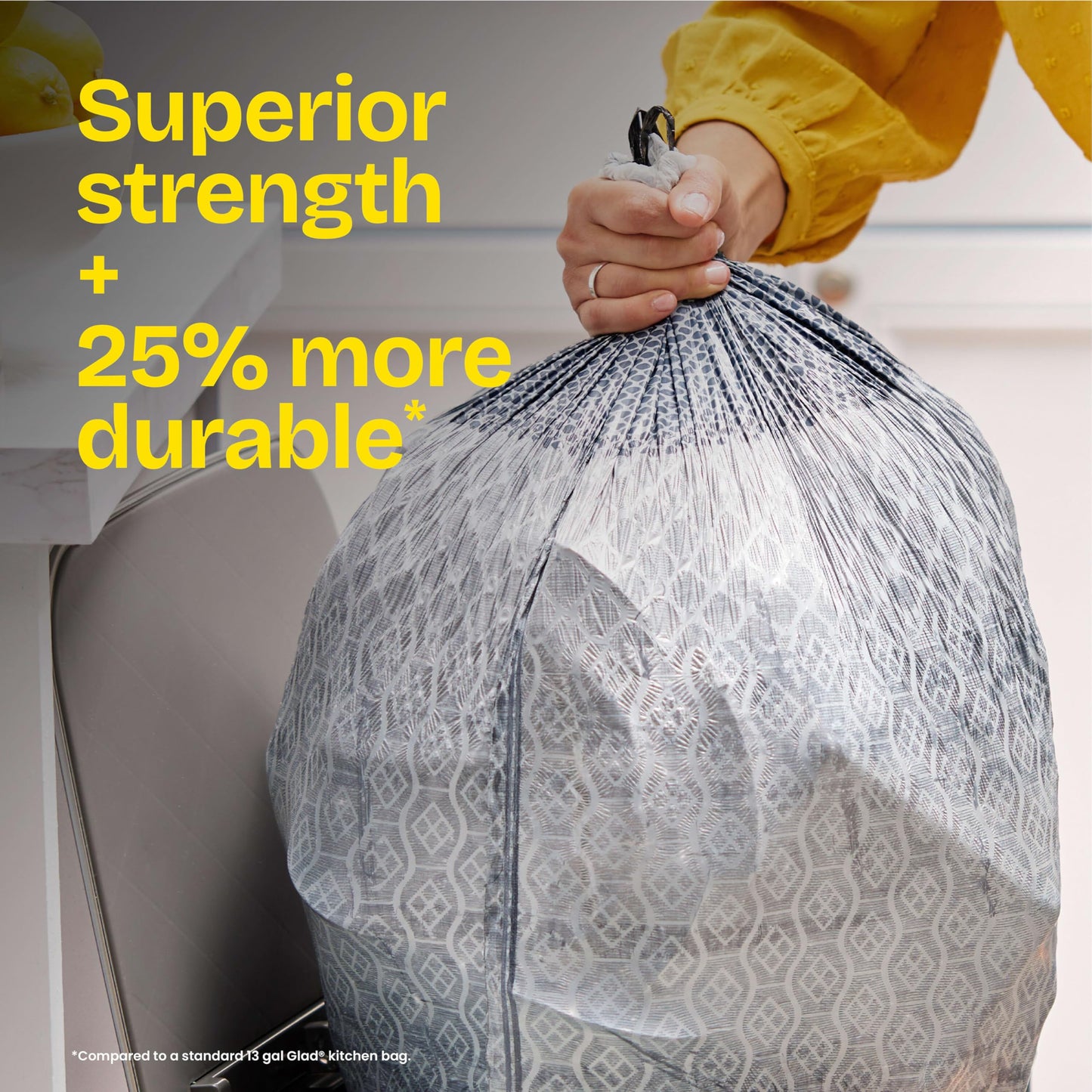 Glad ForceFlex MaxStrength Drawstring XL Kitchen Trash Bags, 20 Gal, Gain, 80 Ct (Package May Vary)