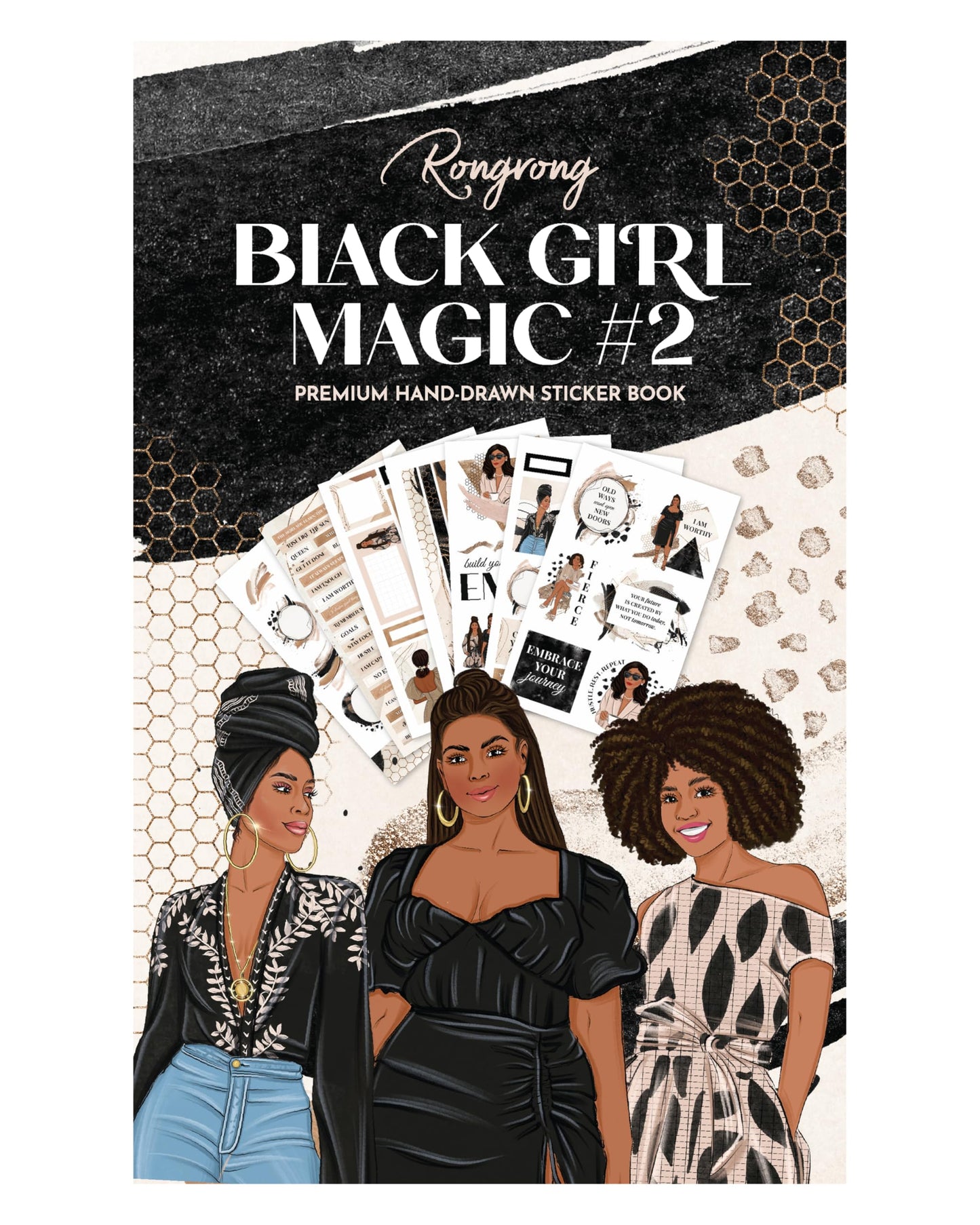Rongrong Black Girl Magic Planner Stickers Book Volume 2 for Planners, Calendars, Journals, Vision Boards and Projects – Premium Quality, Hand Drawn – Scrapbook Accessories - 24 Pages
