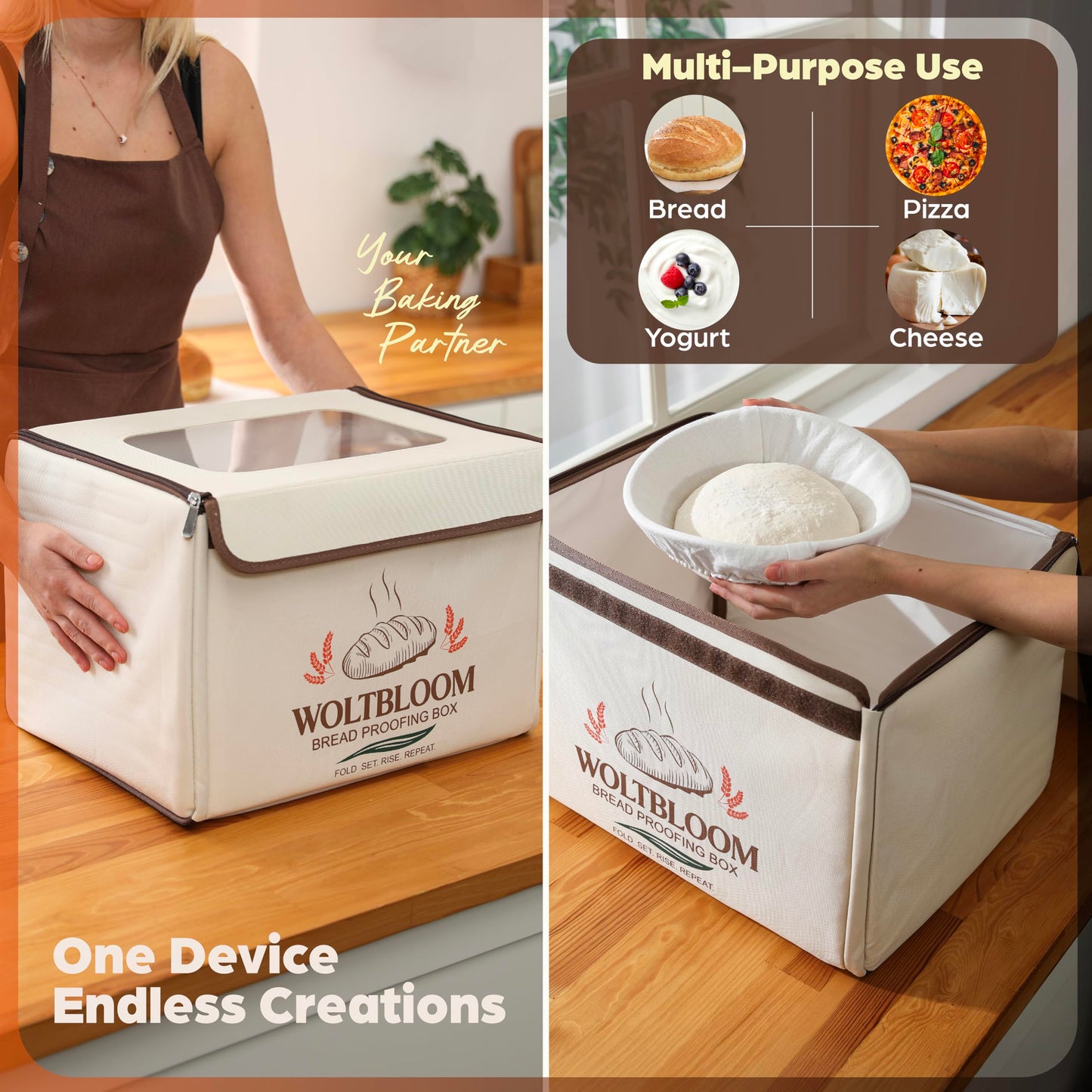 Bread Proofing Box Sour Dough Proofing Box for Sourdough Bread Proofer Warming Box Proofing Oven Yogurt Maker with - 9 Inch Proofer Basket, Lame, Scraper, Metal Rack - Temperature 68-131℉ 99 H Timer