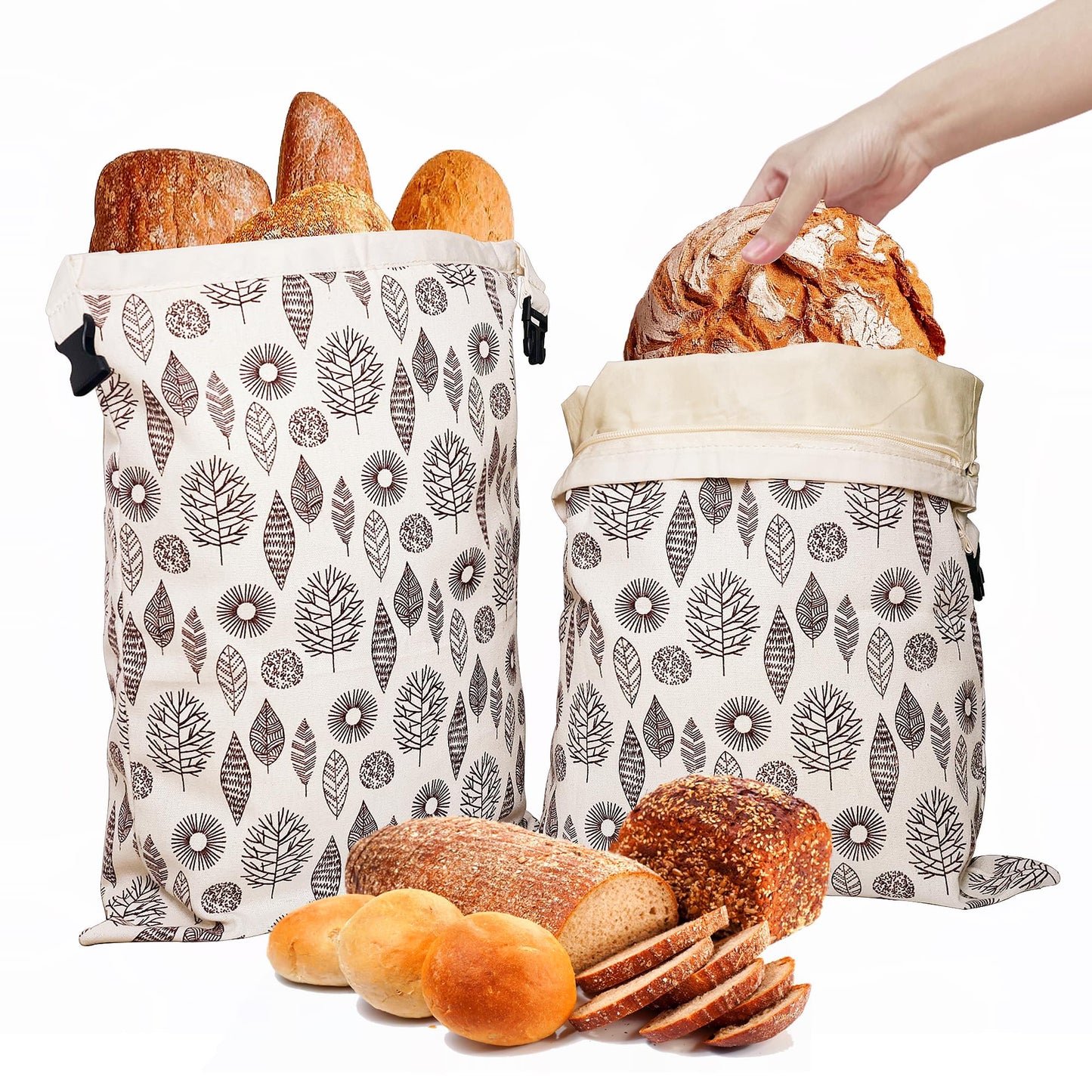 OHIYO Reusable Beeswax Bread Bags for Freezer & Refrigerator, 17"×13" Natural Beeswax-Lined Cotton Storage Bags Airtight Freshness Keeper for Homemade, Bakery Essentials (2 Pack)