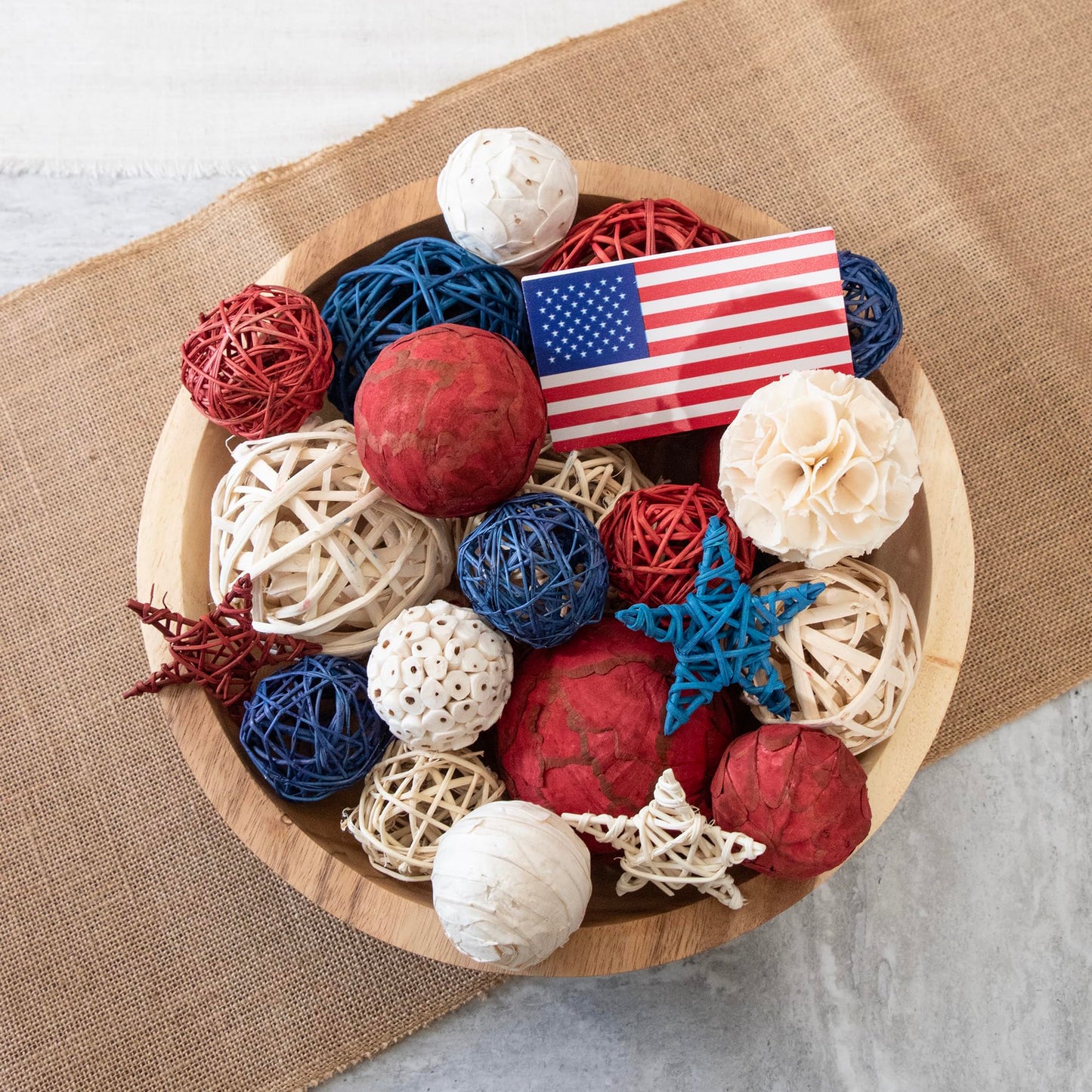 ANDALUCA American Flag Decorative 4th of July Large Vase Filler Bag with Orbs, Decorative Balls (Red, White & Blue)