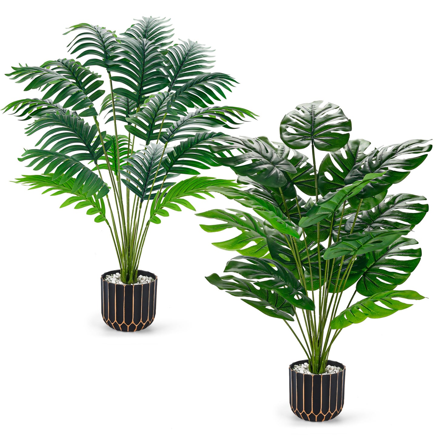 Der Rose Fake Palm Tree Large Artificial Potted Monstera Plants Indoor for Home Porch Patio Living Room Bathroom Outdoor Decor