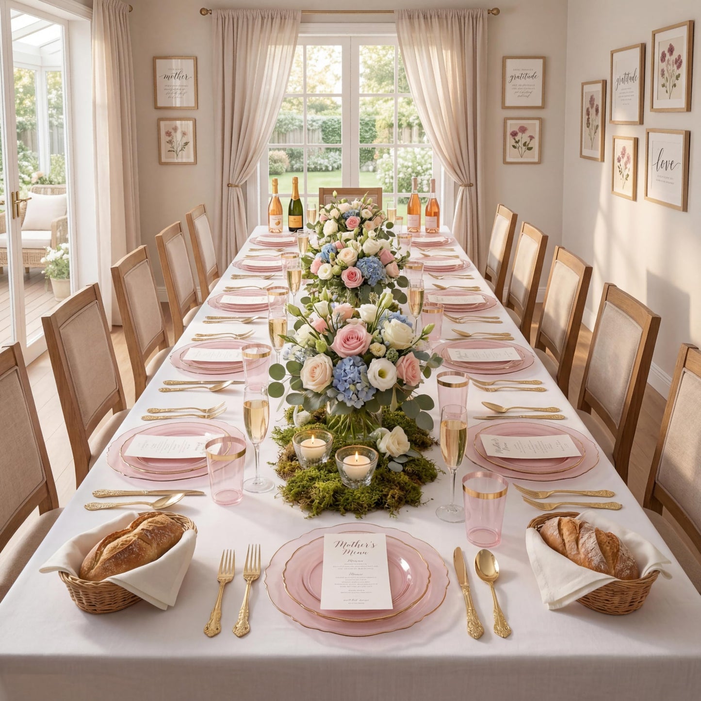 KIRE 210Pcs Clear Pink Plastic Plates with Gold Rim - Disposable Pink Plates for Party - 30 for Dinner 30 for Dessert 90 Silverware 30 Napkins 30Cups for Upscale Wedding/Party/Baby Shower