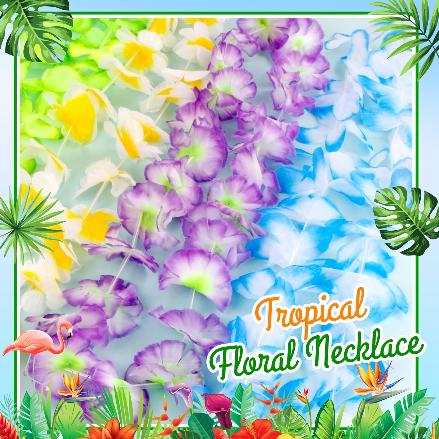 AMAZING TIME 150 Count Hawaiian Lei Bulk, Tropical Luau Hawaii Theme Silk Flower Lei, Party Favors for Beach Holiday Wedding Birthday Party, Aloha Summer Party Decorations
