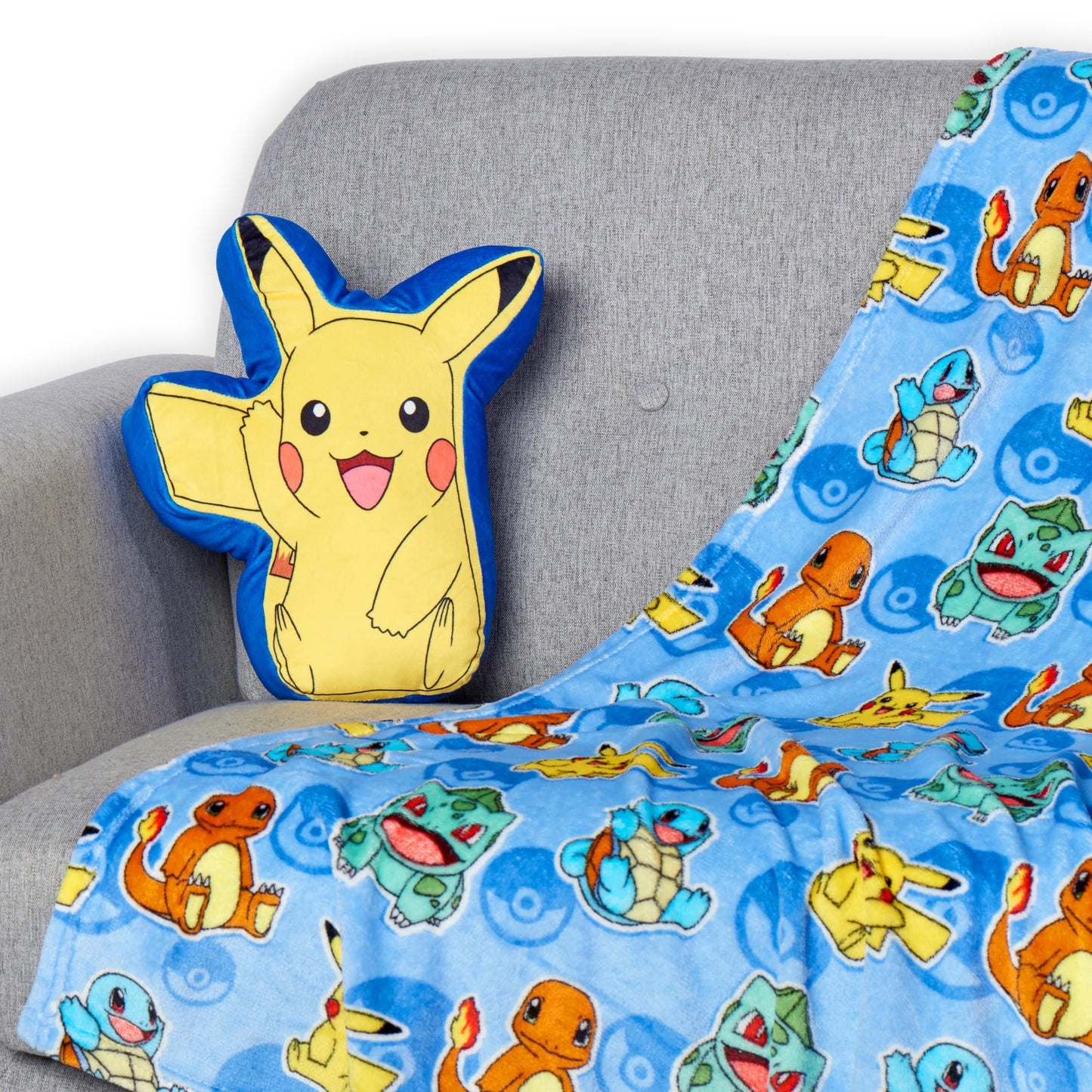 Northwest Pokemon Blanket and Hugger Set, Cute Pikachu, Super Soft Silk Touch Throw, 50x60 Inches