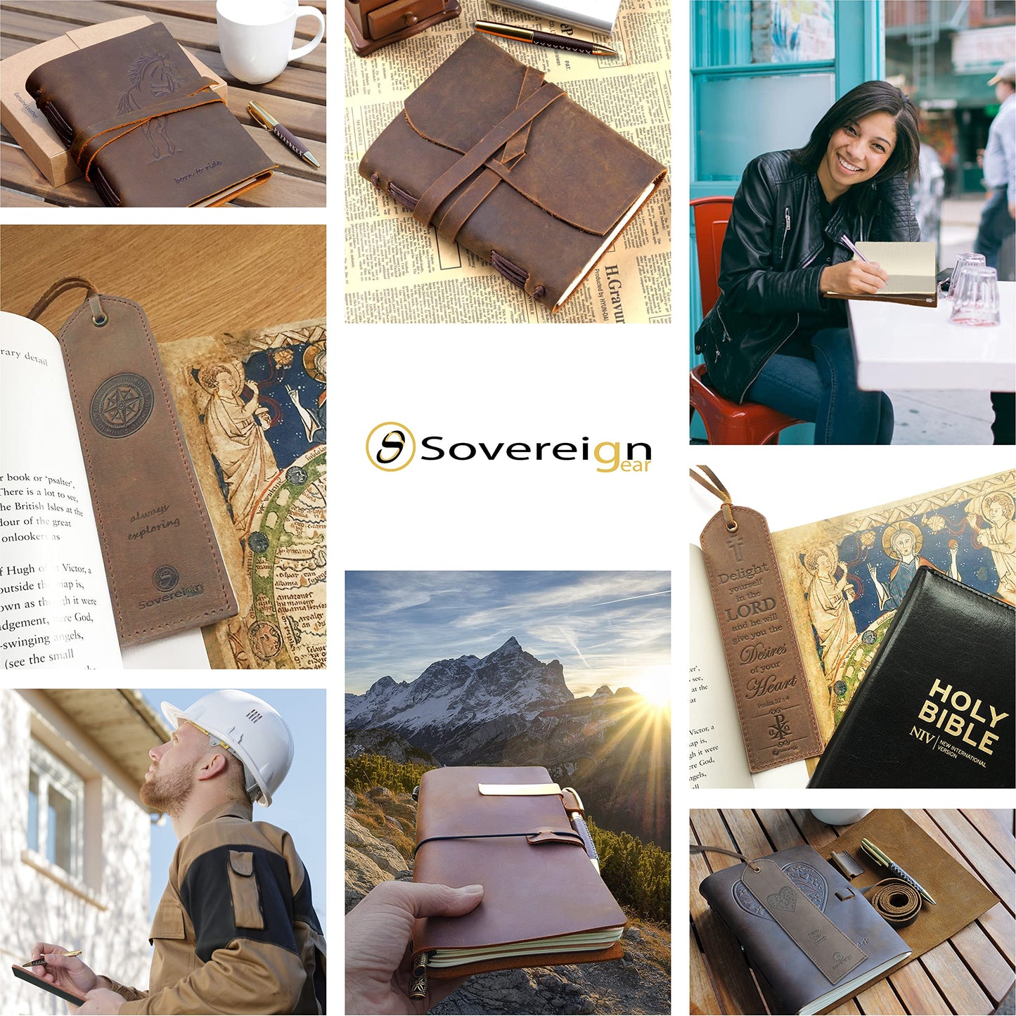 Leather Bound Journal for Men and Women, Handmade Gift Set with Genuine Leather Bookmark and Stylish Pen, Vintage and Classic, Notebook, Sketchbook, Planner, Journal and Diary (300 Pages) (8x6")
