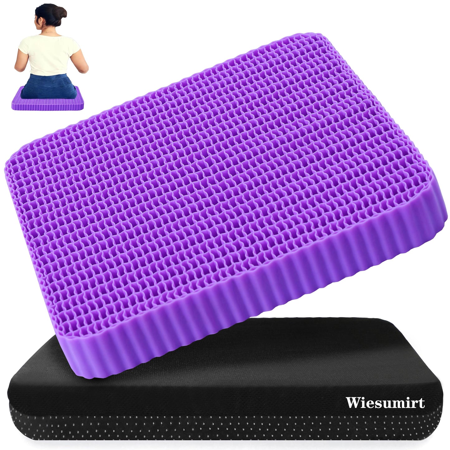 Innovative Gel Seat Cushion for Long Sitting, Breathable Grid Seat Cushion, Soft Cooling Support Chair Cushion for Office Chair, Wheelchair, Car, Gel Cushion for Back, Sciatica,Tailbone Pain Relief.