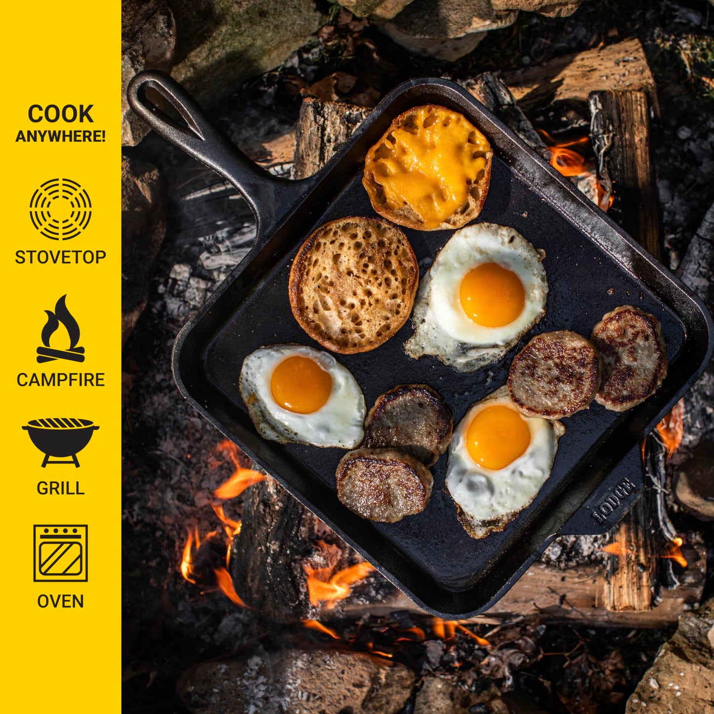 Lodge Seasoned Cast Iron Square Griddle - 11 Inches - Durable Pan - Cast Iron Cookware for Pancakes, Eggs, Bacon & Grilling Favorites