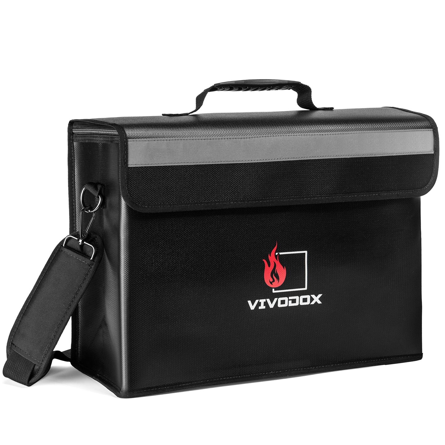 VIVODOX Fireproof Document Bag - Large (17" x 12" x 6") Fireproof Waterproof Storage for Binders, Legal Size Documents and Valuables, Heavy Duty Lightweight Briefcase for Home or Office